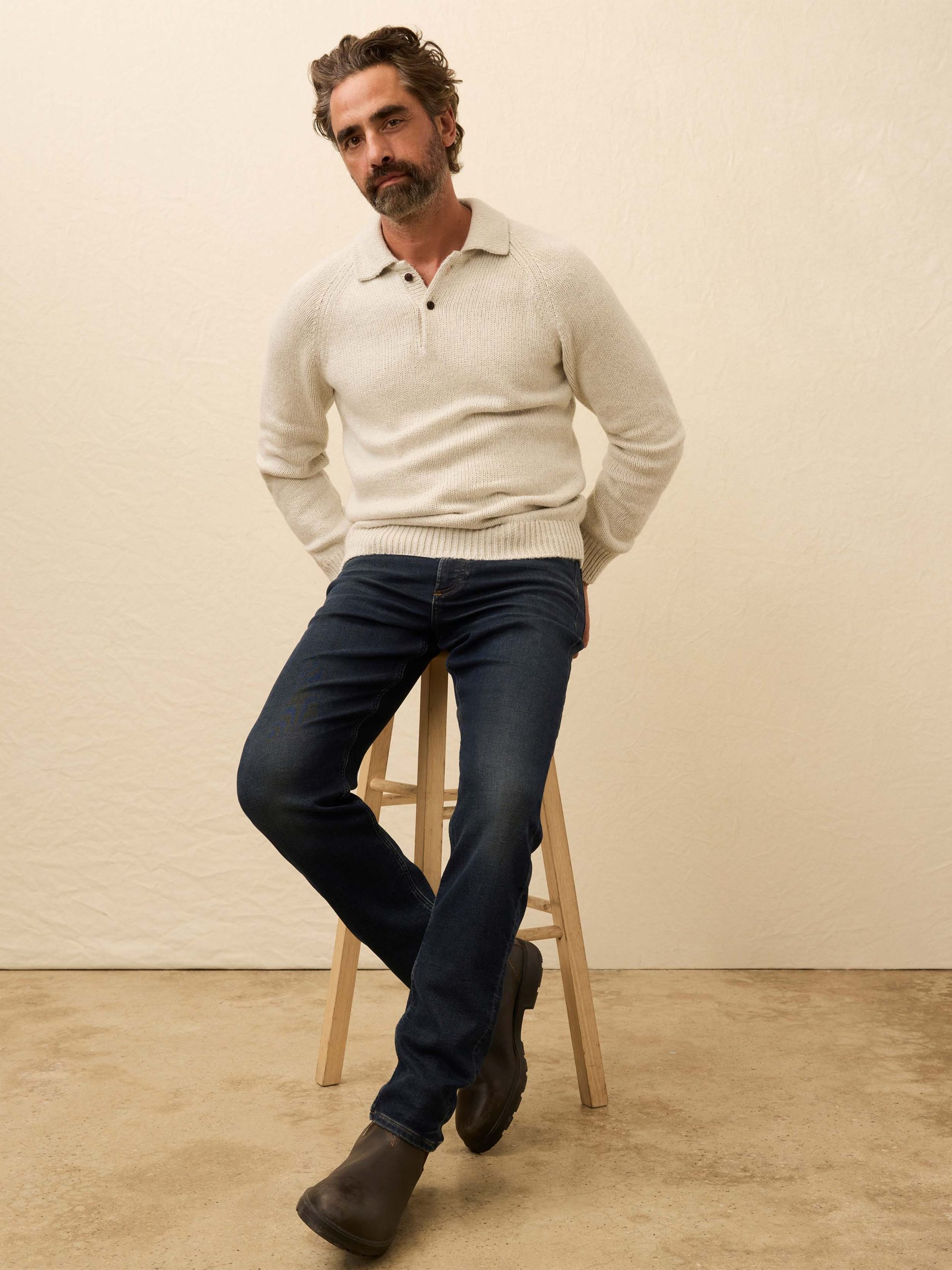 Heirloom Long-Sleeve Sweater Polo - Heather Grey - Image 3