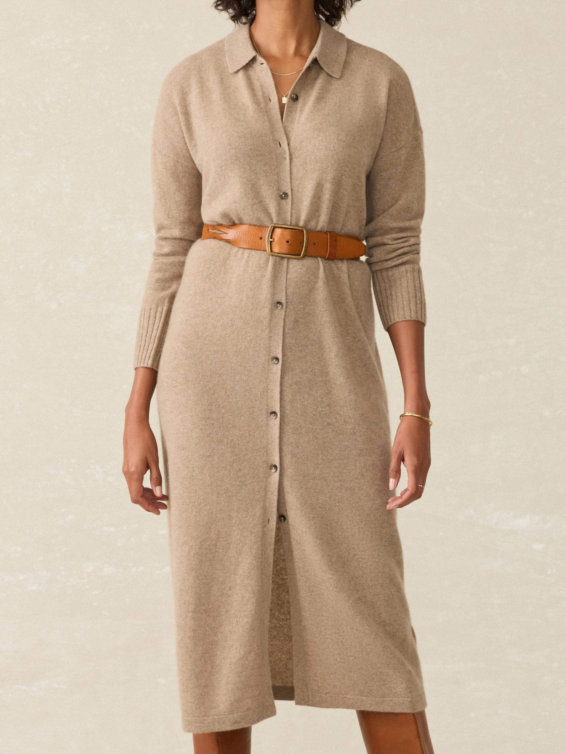 Tropical Cashmere Maxi Shirtdress - Driftwood - Image 2