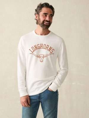 University of Texas Sunwashed Slub Crew - White