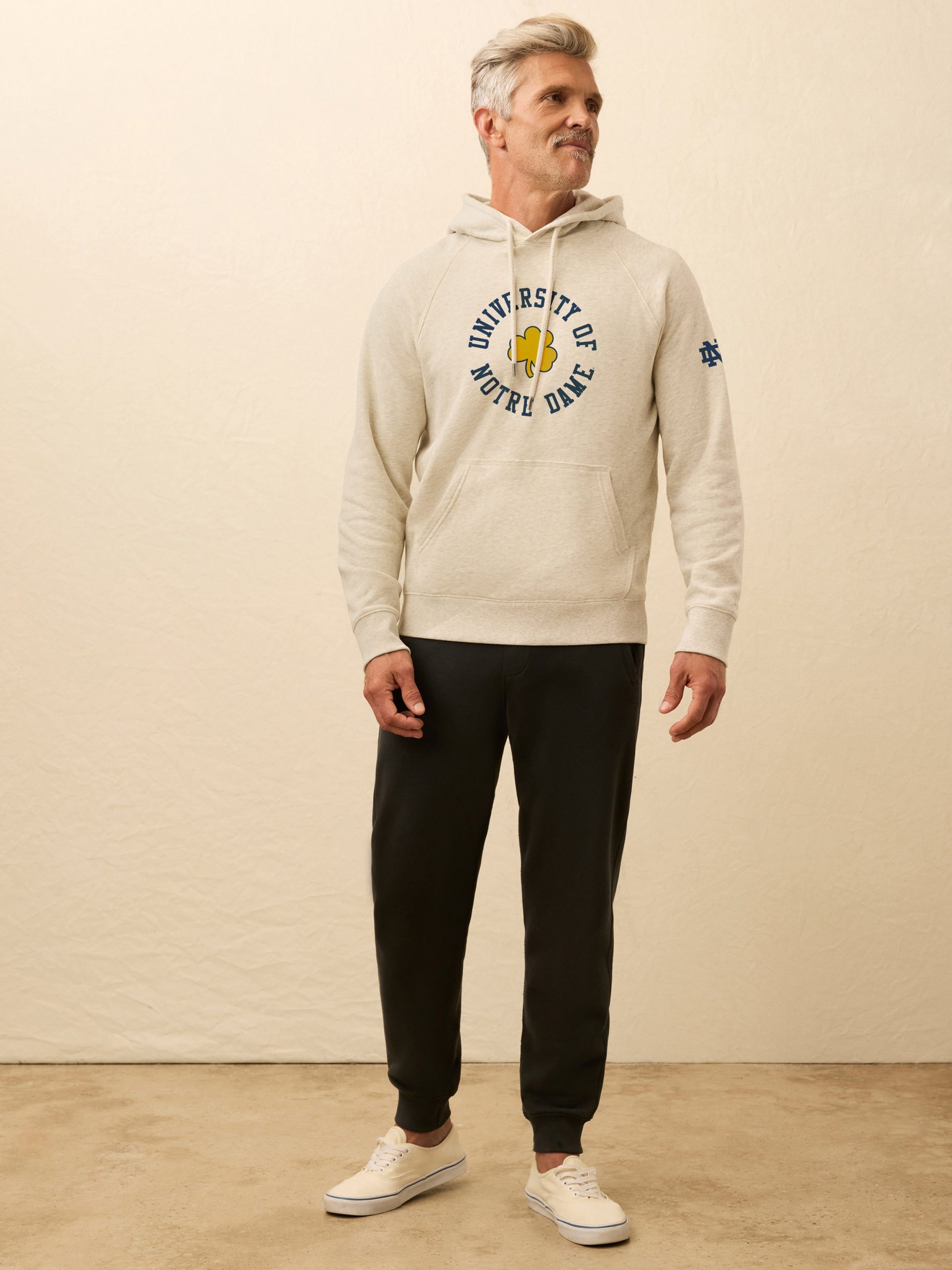 Notre Dame High Standard Fleece Hoodie - Antique Ivory Heather - Image 4