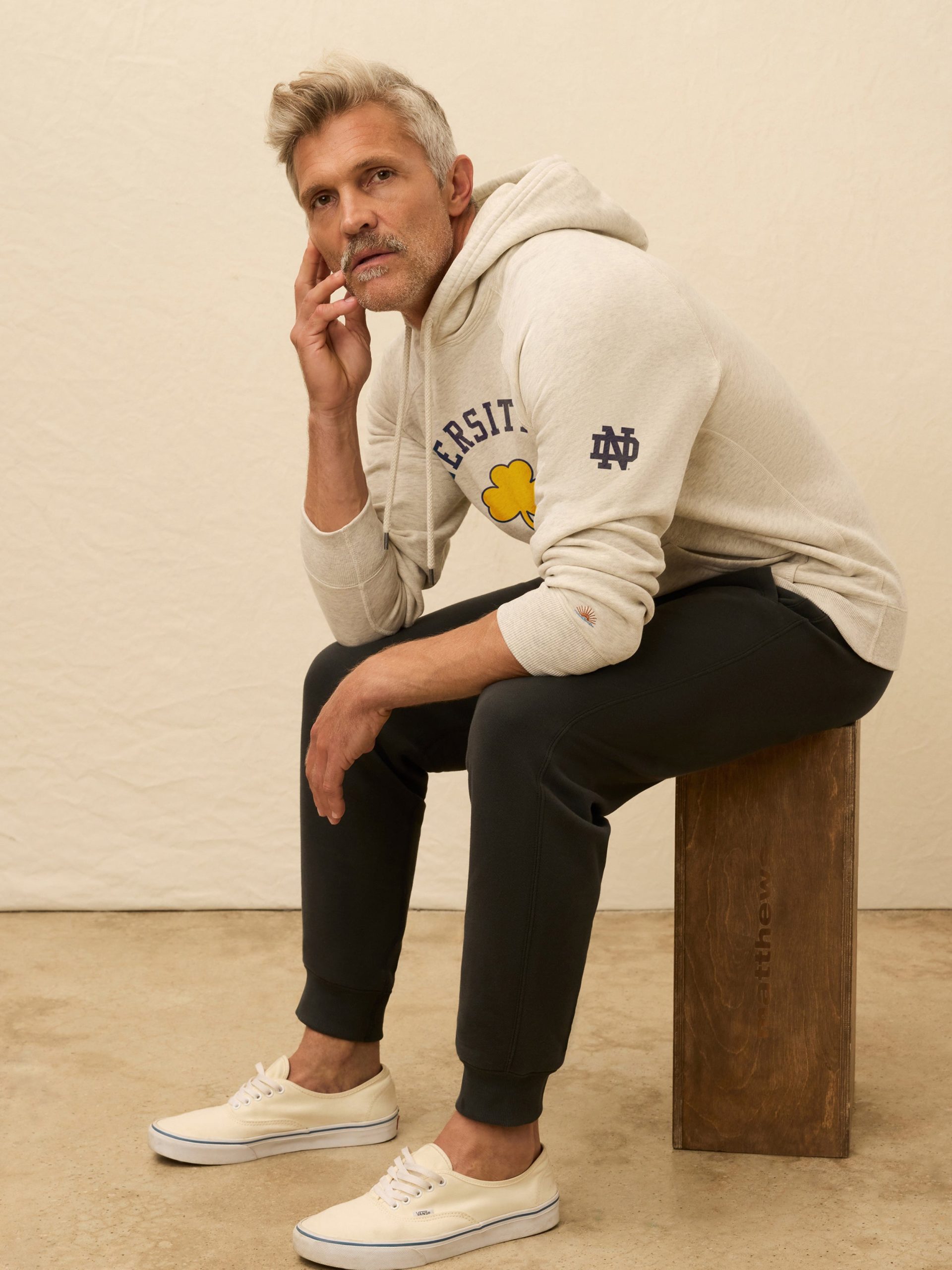 Notre Dame High Standard Fleece Hoodie - Antique Ivory Heather - Image 2