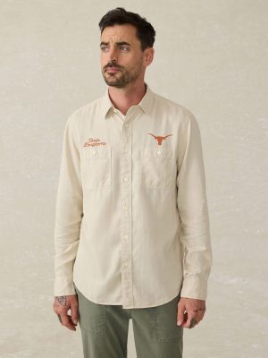 University of Texas Tried And True Chambray Workshirt - Coastal Cream