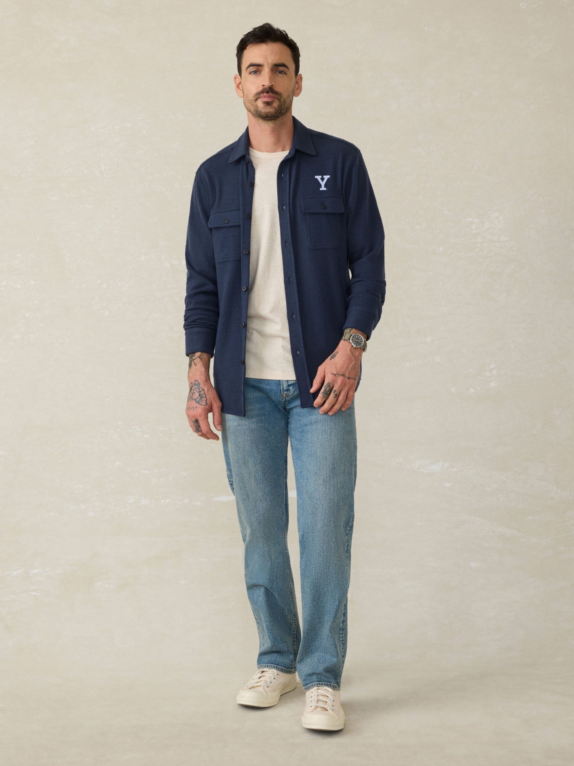 Yale Legend Sweater Shirt - Brighton Navy Twill - Image 3