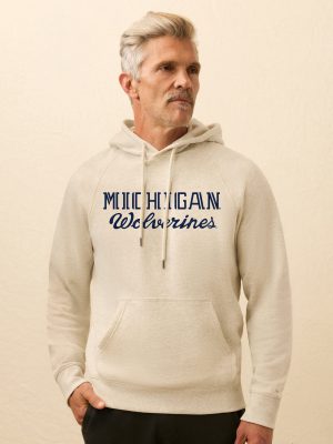 University of Michigan High Standard Fleece Hoodie - Antique Ivory Heather