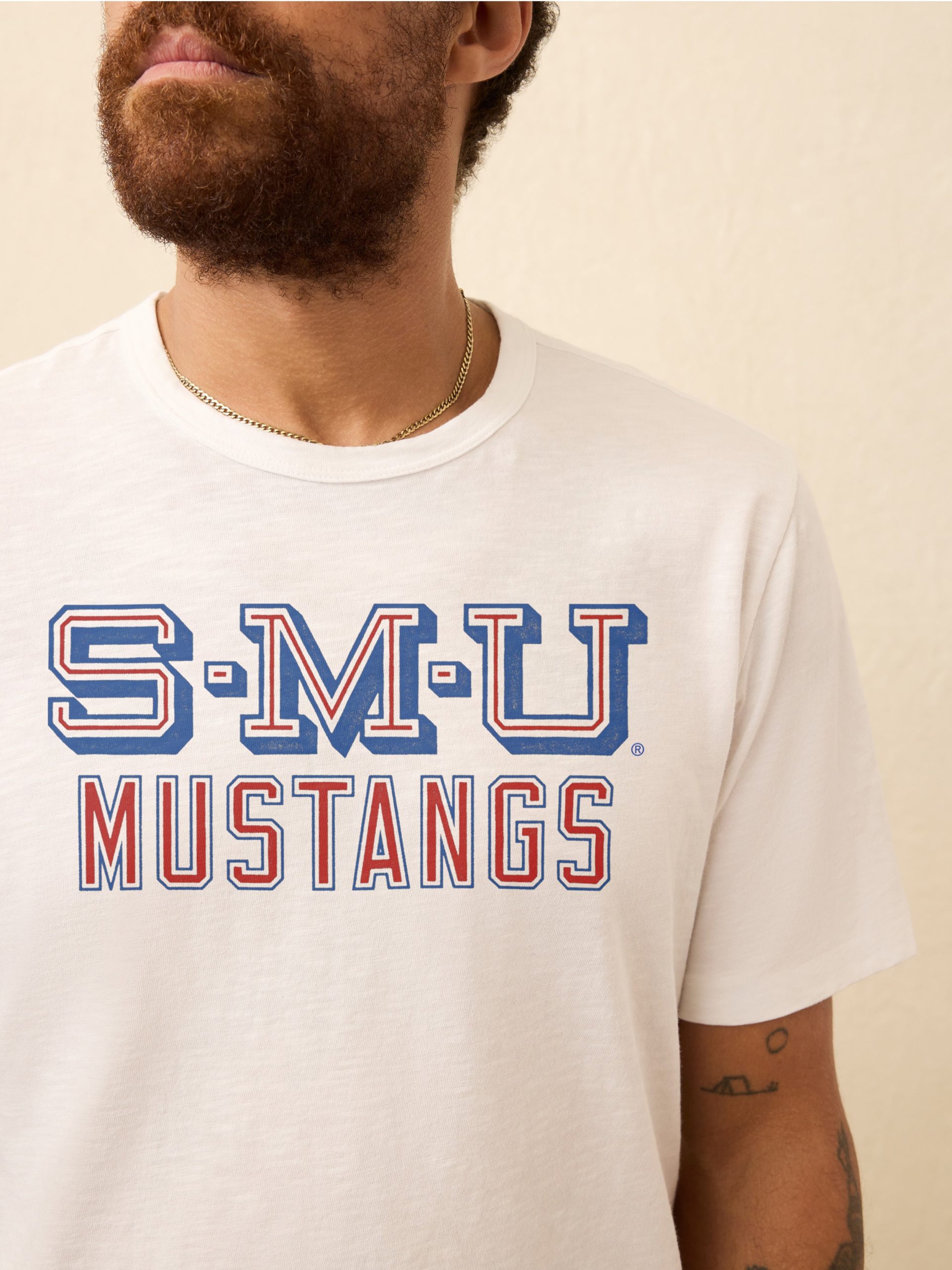 Southern Methodist University Sunwashed Pocket Tee - White - Image 2