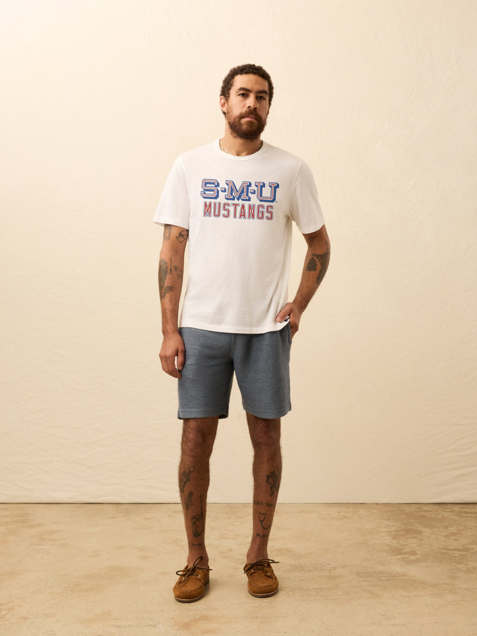 Southern Methodist University Sunwashed Pocket Tee - White