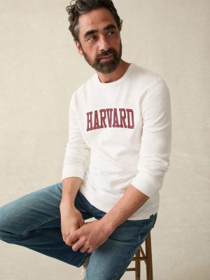 Harvard Sunwashed Slub Crew - White