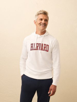 Harvard Sunwashed Slub Hoodie - White