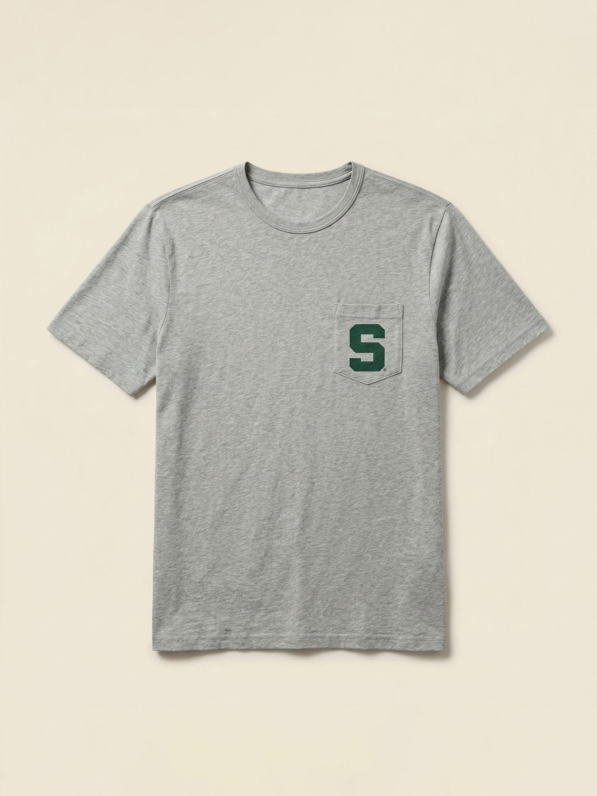 Michigan State Sunwashed Pocket Tee - Granite Heather - Image 3