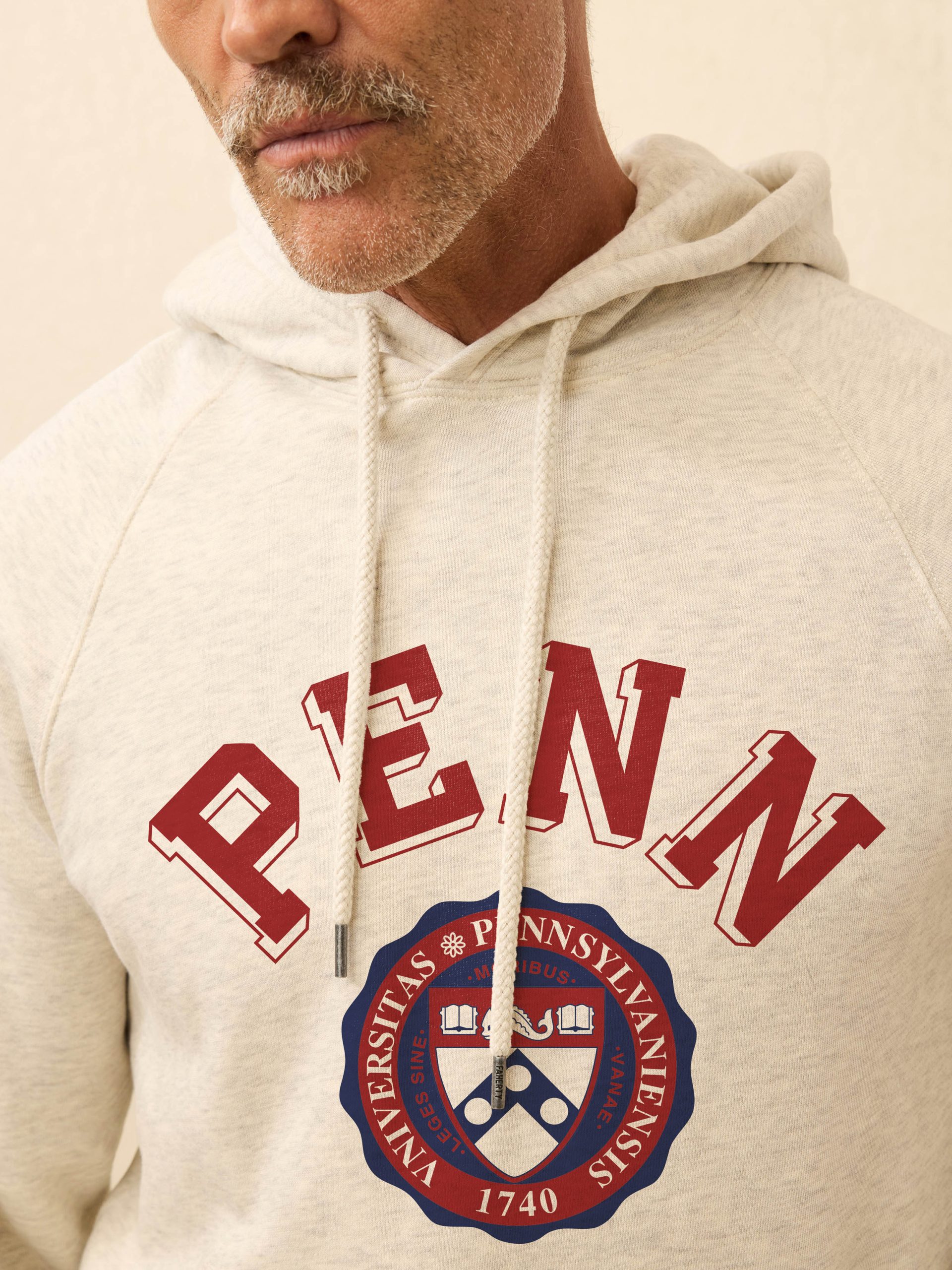 University of Pennsylvania High Standard Fleece Hoodie - Antique Ivory Heather - Image 2