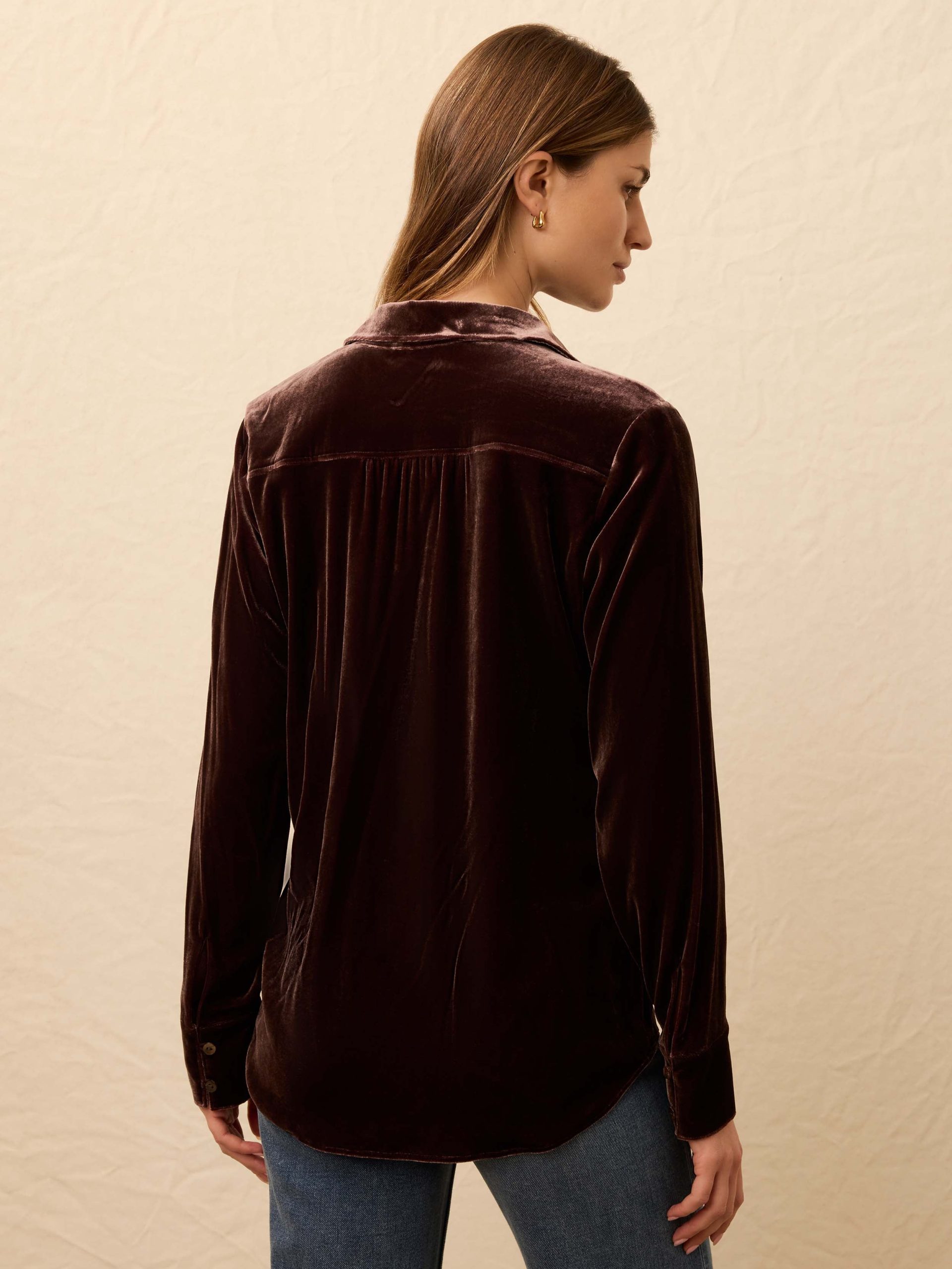 Stretch Silk Velvet Genevieve Shirt - Huckleberry - Image 5