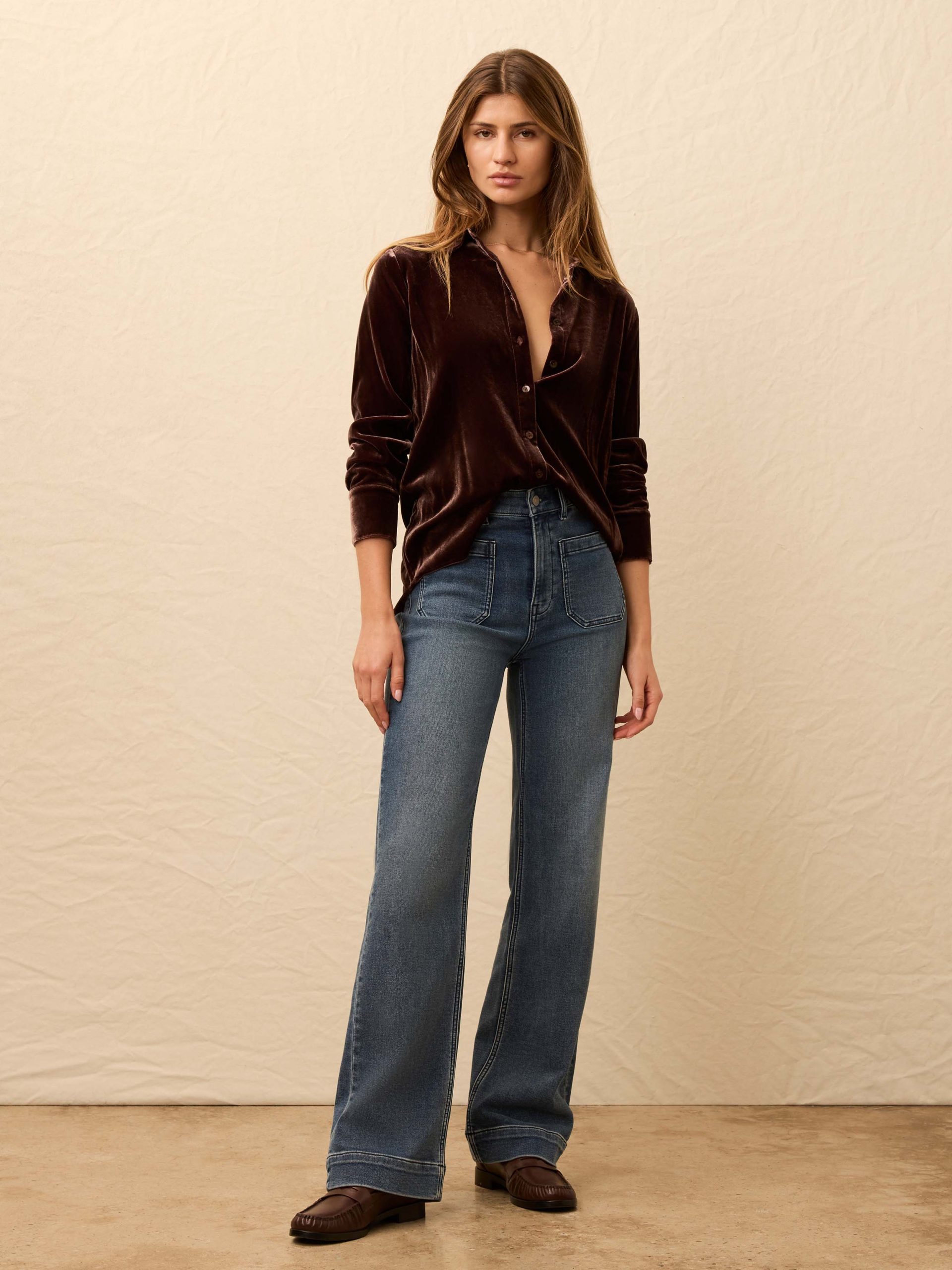 Stretch Silk Velvet Genevieve Shirt - Huckleberry - Image 3