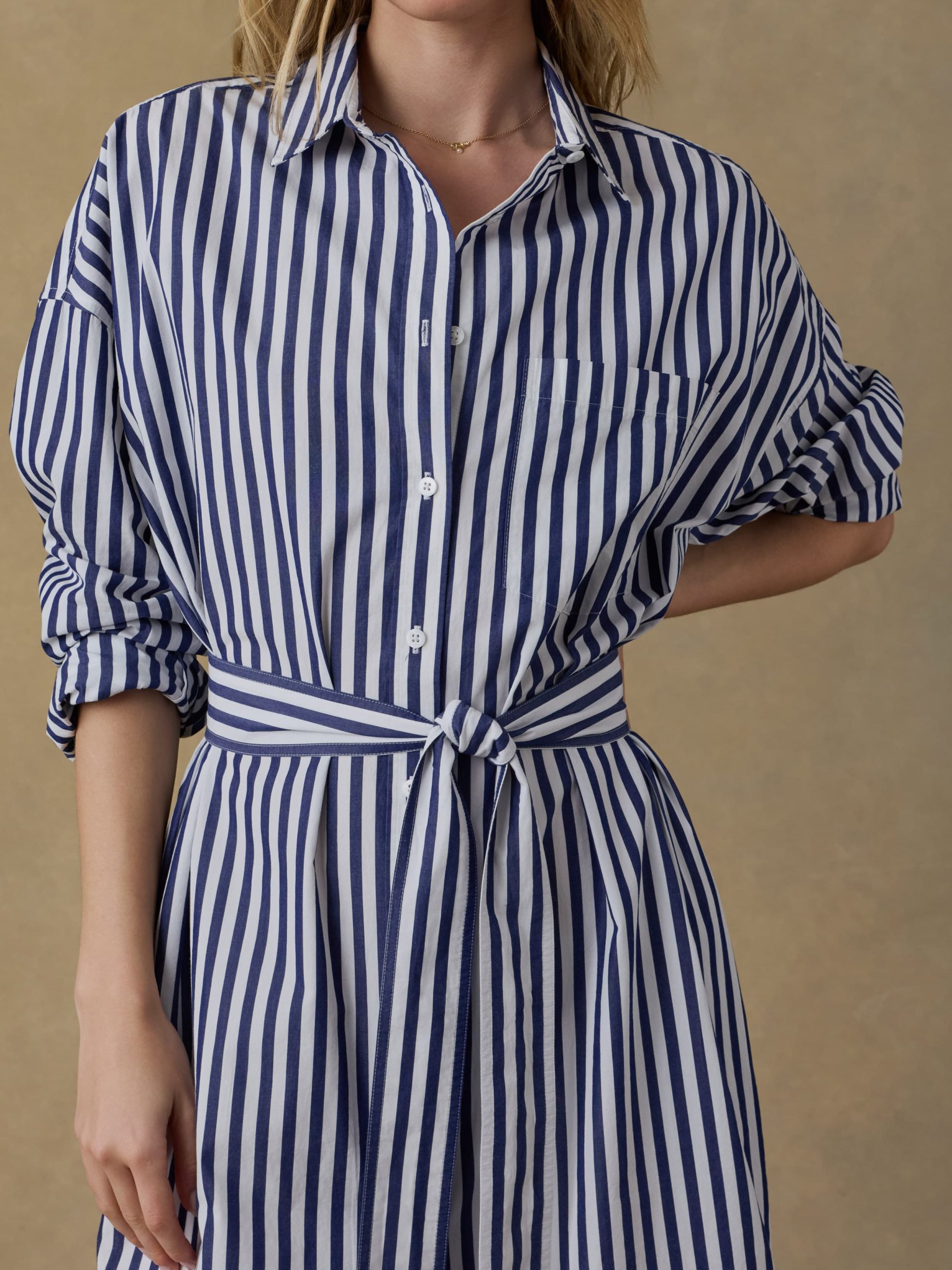 Coastal Poplin Rio Shirt Dress - Seaside Stripe - Image 7