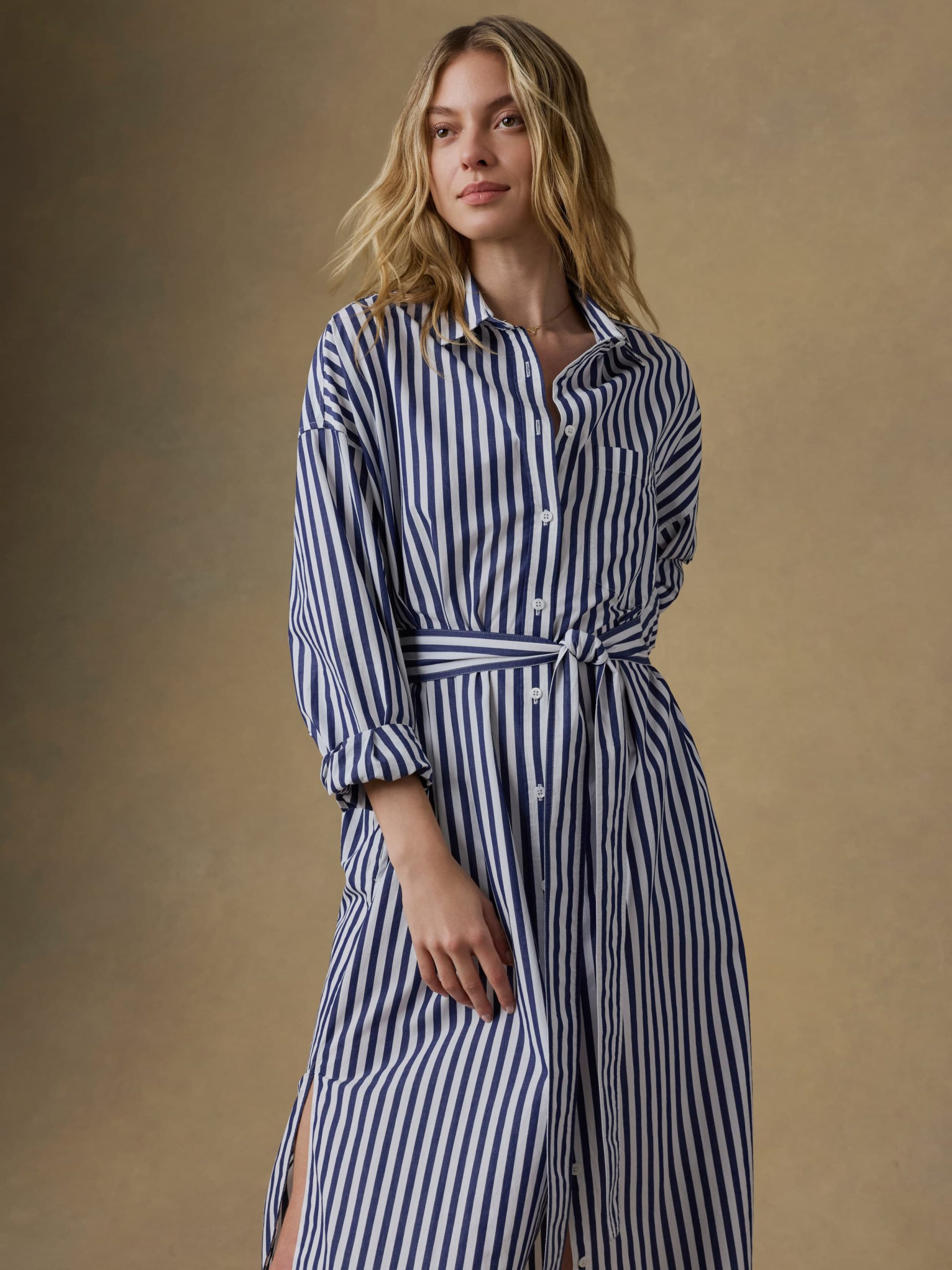Coastal Poplin Rio Shirt Dress - Seaside Stripe - Image 6