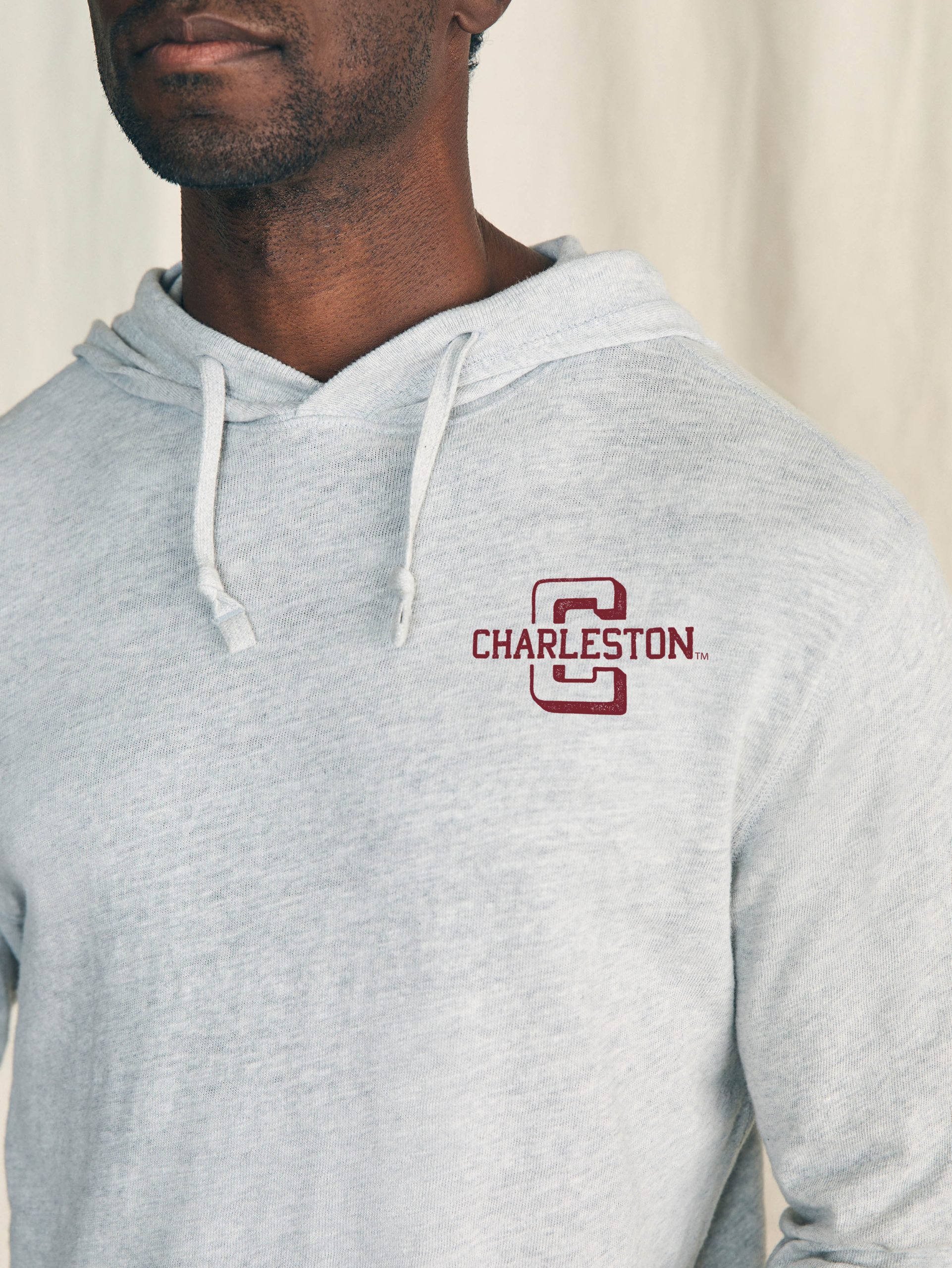 College of Charleston Sunwashed Slub Hoodie - Light Heather Grey - Image 3