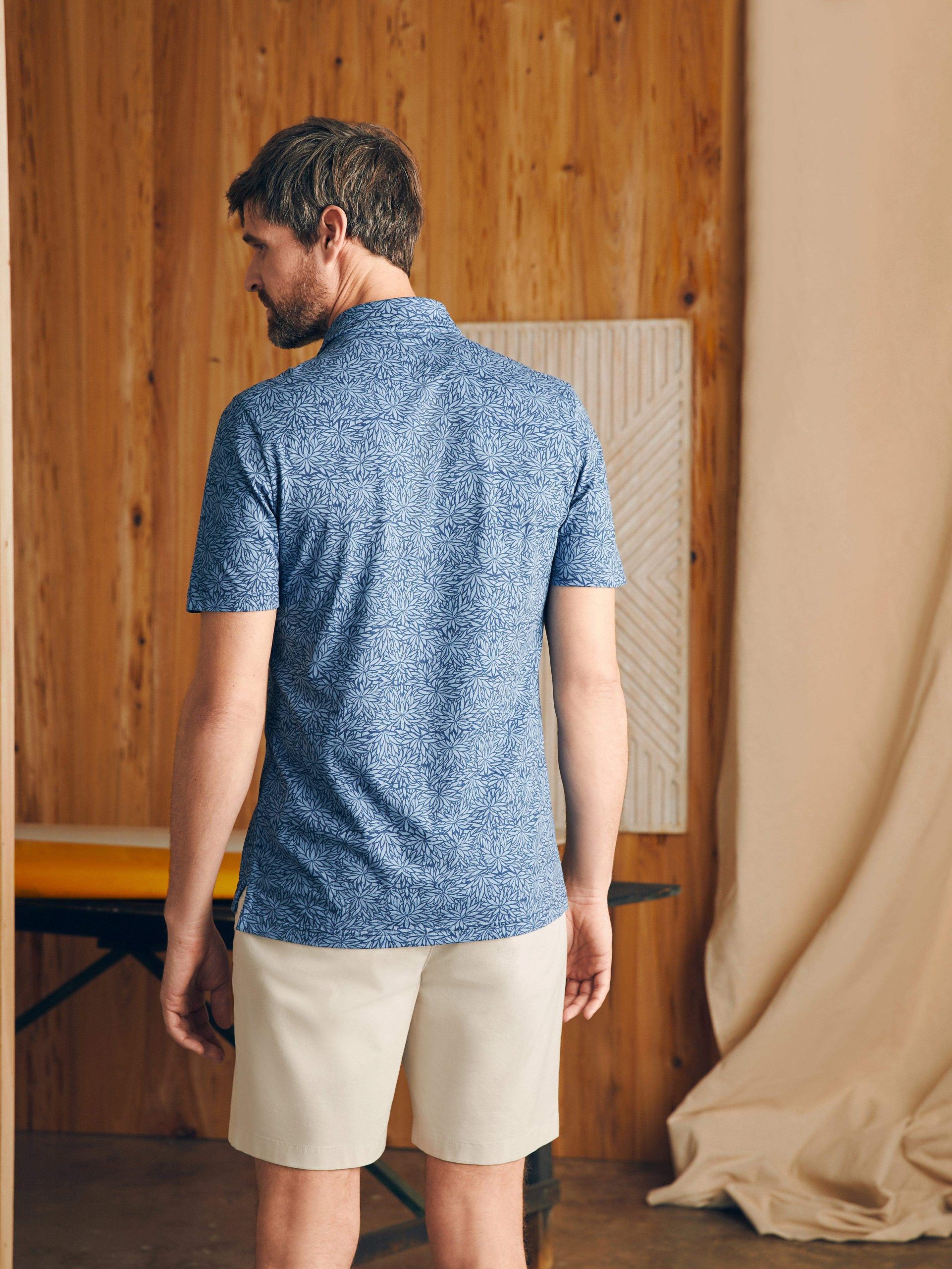 Short-Sleeve Movement? Pique Polo - Horizon Blue Frond Print - Image 5