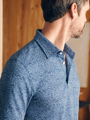 Short-Sleeve Movement? Pique Polo - Horizon Blue Frond Print