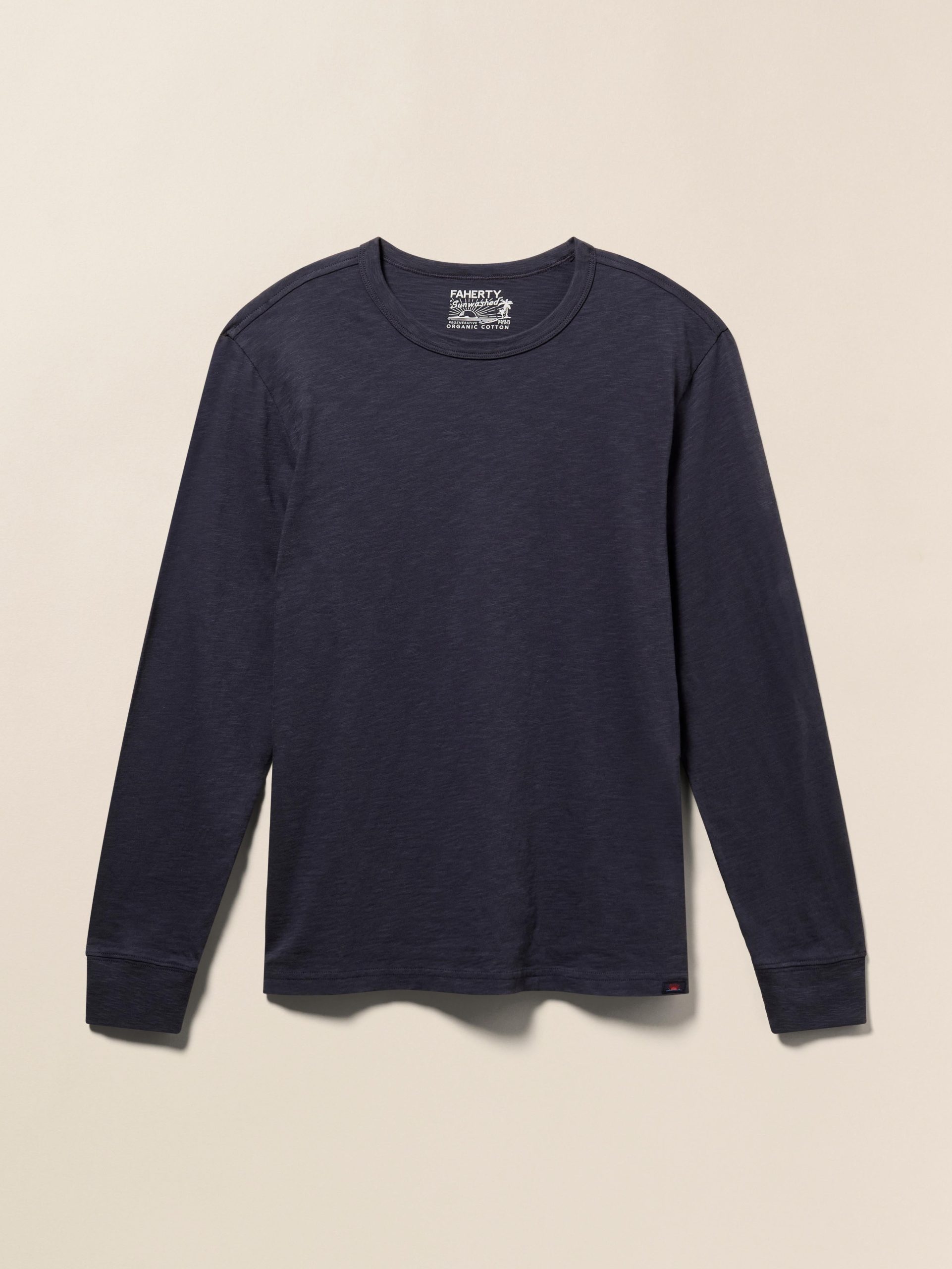 Long-Sleeve Sunwashed Regenerative Cotton Tee - Dune Navy - Image 5