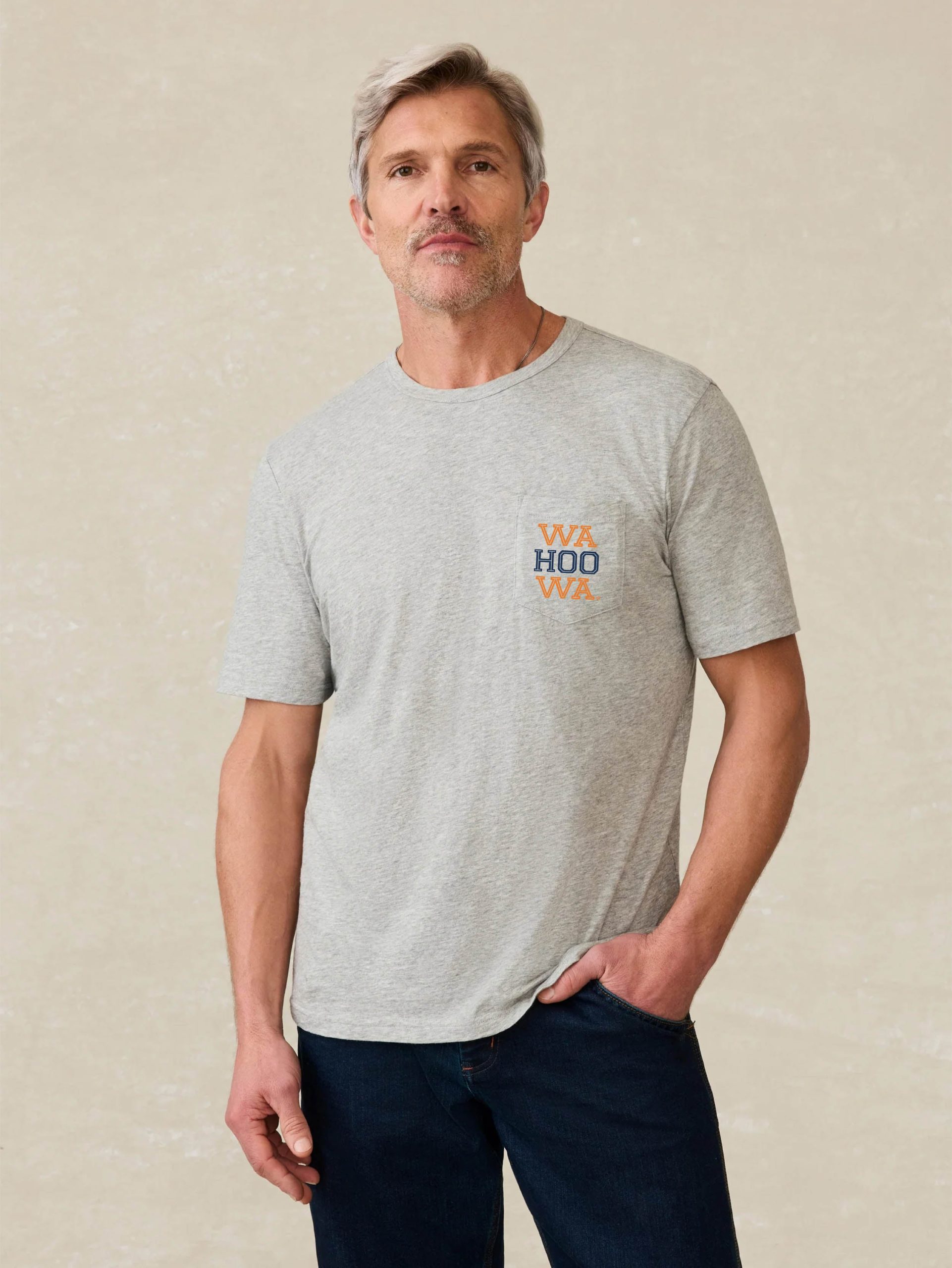 University of Virginia Sunwashed Pocket Tee - Granite Heather - Image 3
