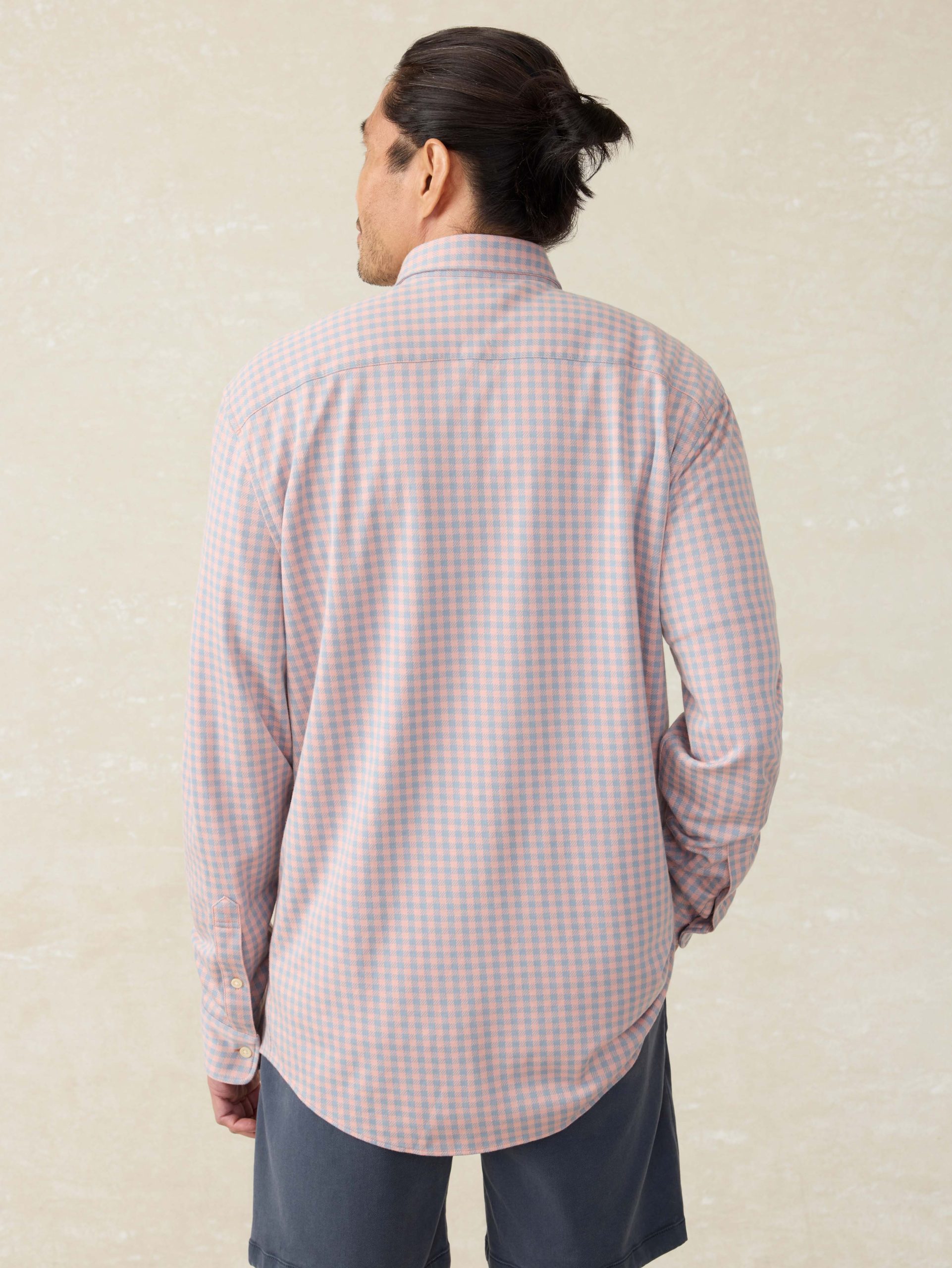 Coastline Knit Shirt - Blue Coral Gingham - Image 3