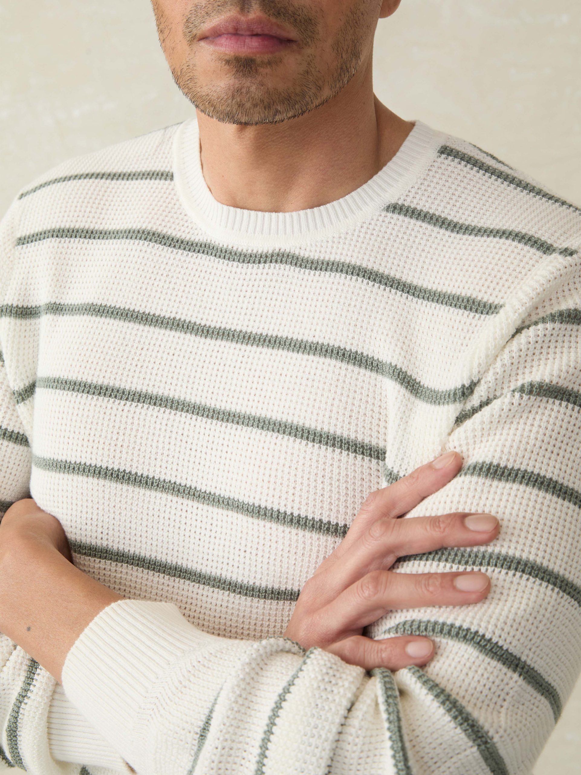 Sunwashed Crewneck Sweater - White Sage Stripe - Image 2