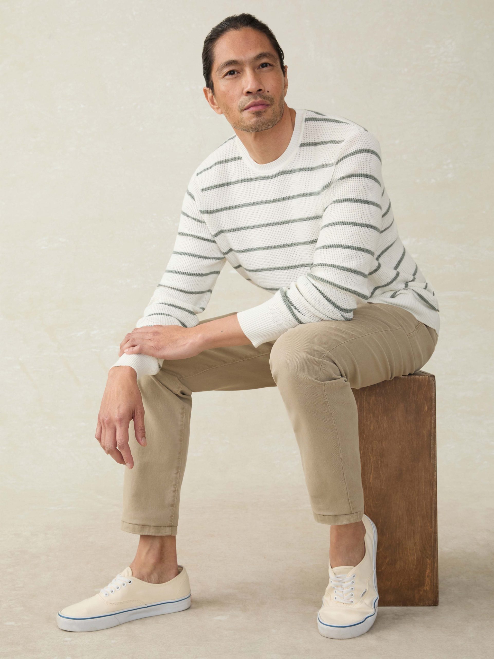 Sunwashed Crewneck Sweater - White Sage Stripe - Image 3