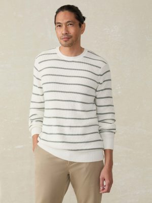 Sunwashed Crewneck Sweater - White Sage Stripe