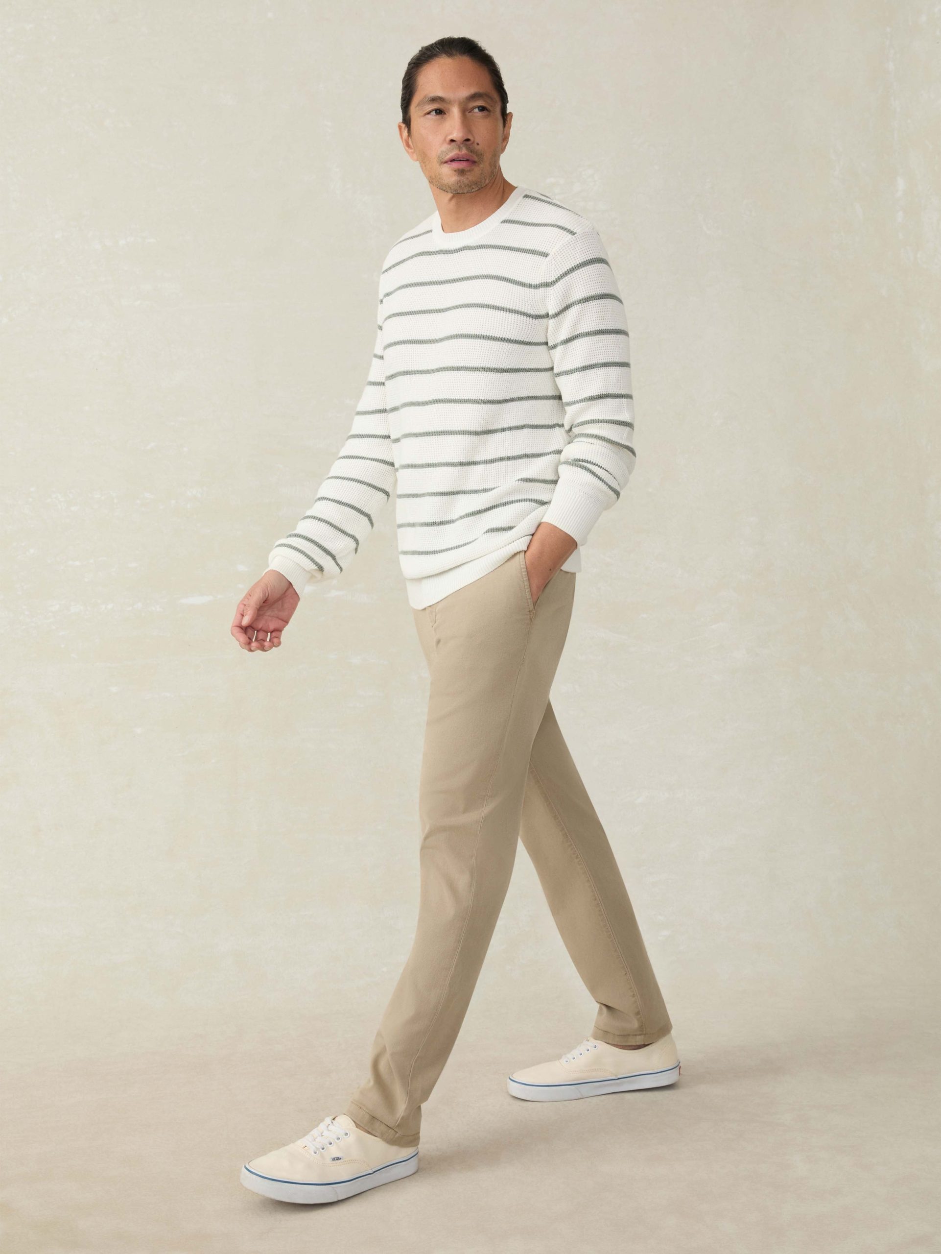 Sunwashed Crewneck Sweater - White Sage Stripe - Image 5