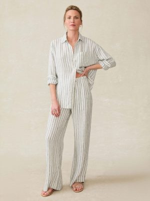 Laidback Linen Pant - Oceanside Stripe