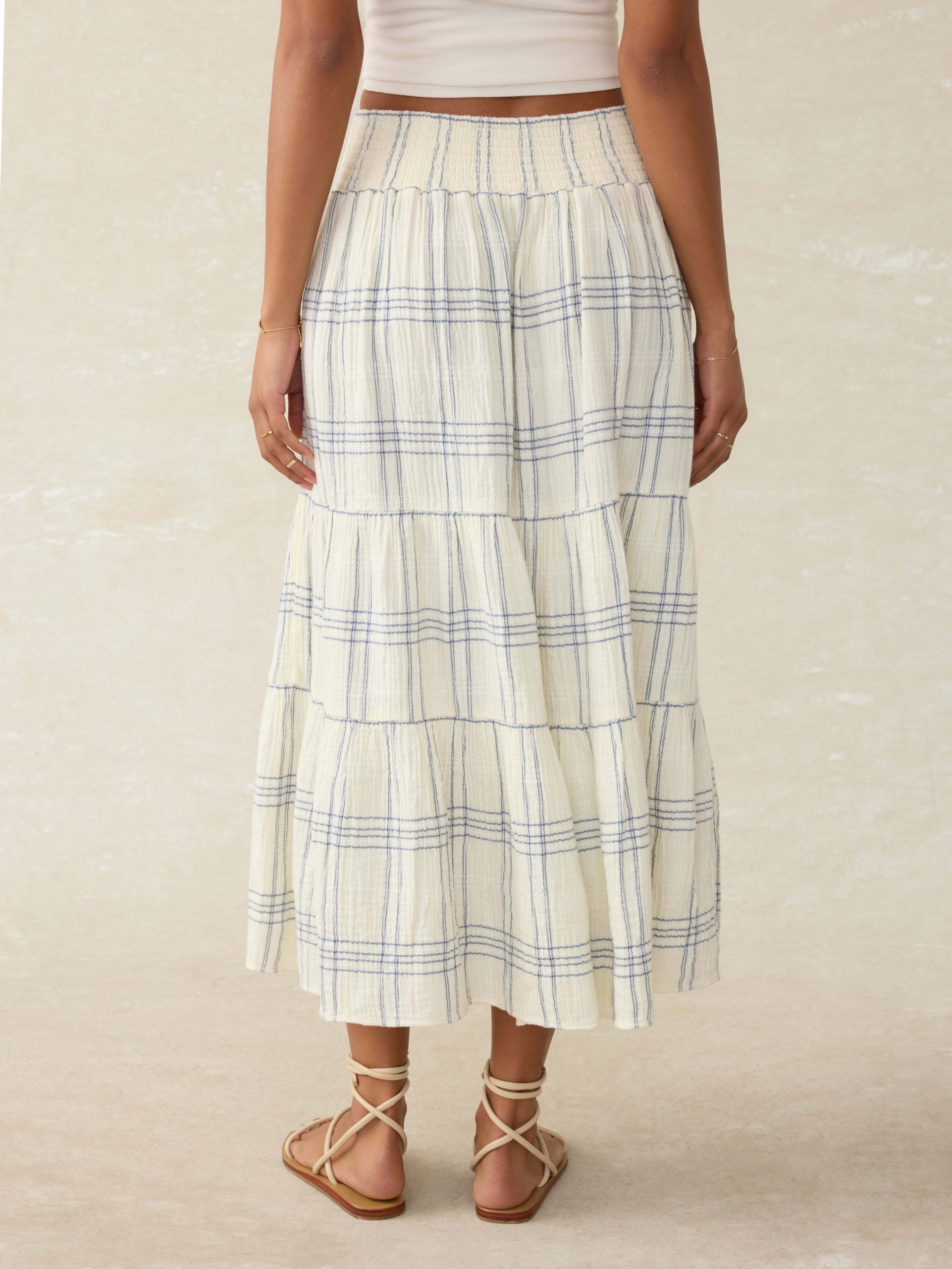 Dune Cotton Gauze Woodstock Skirt - Blue Cove Plaid - Image 4