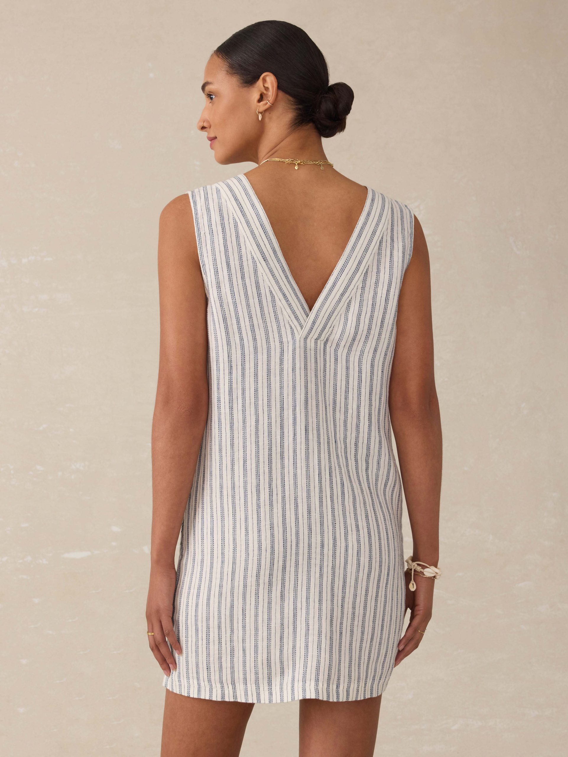 Azure Linen Dress - Oceanside Stripe - Image 4