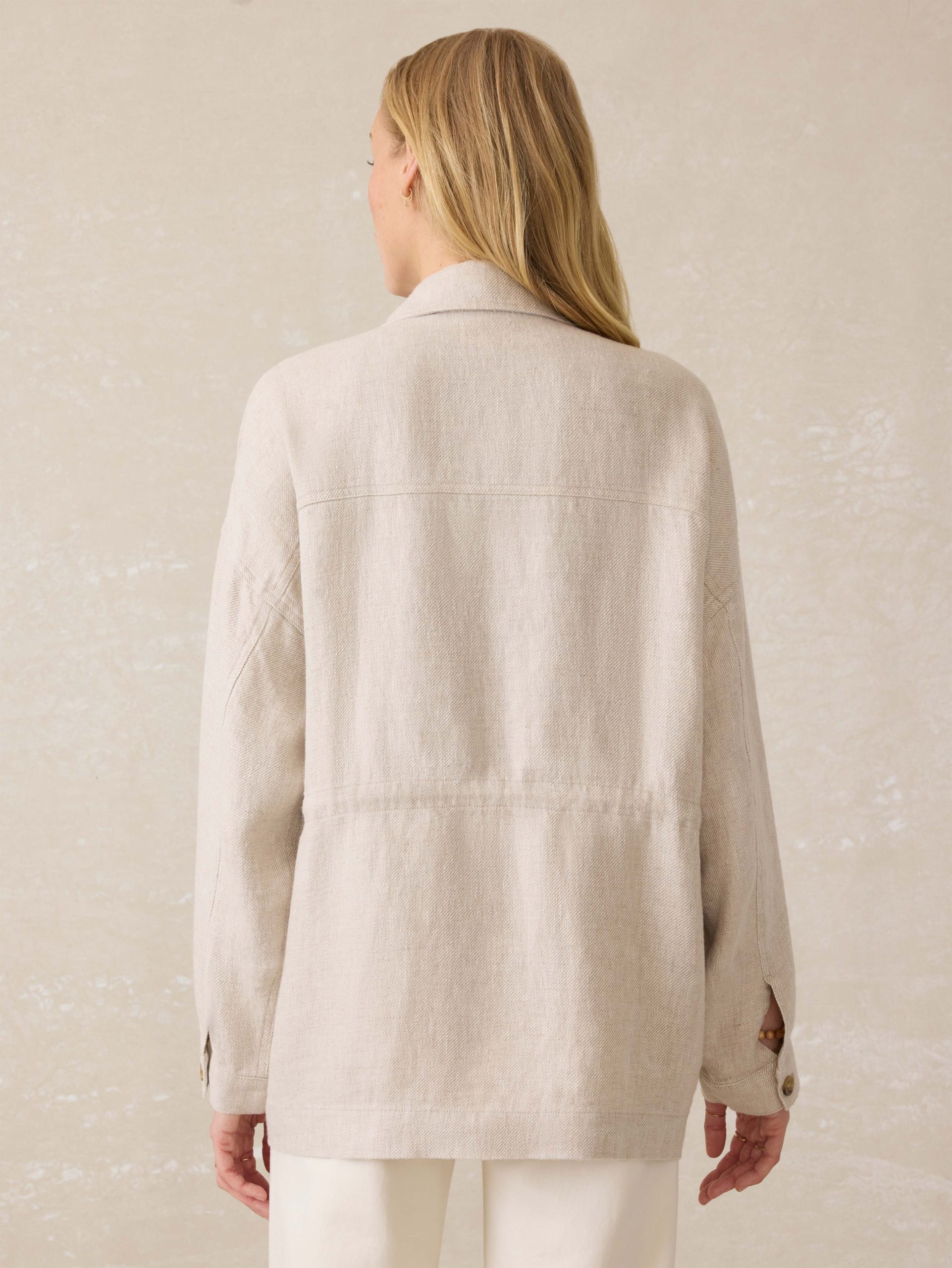 Twill Linen Utility Jacket - Flax - Image 4