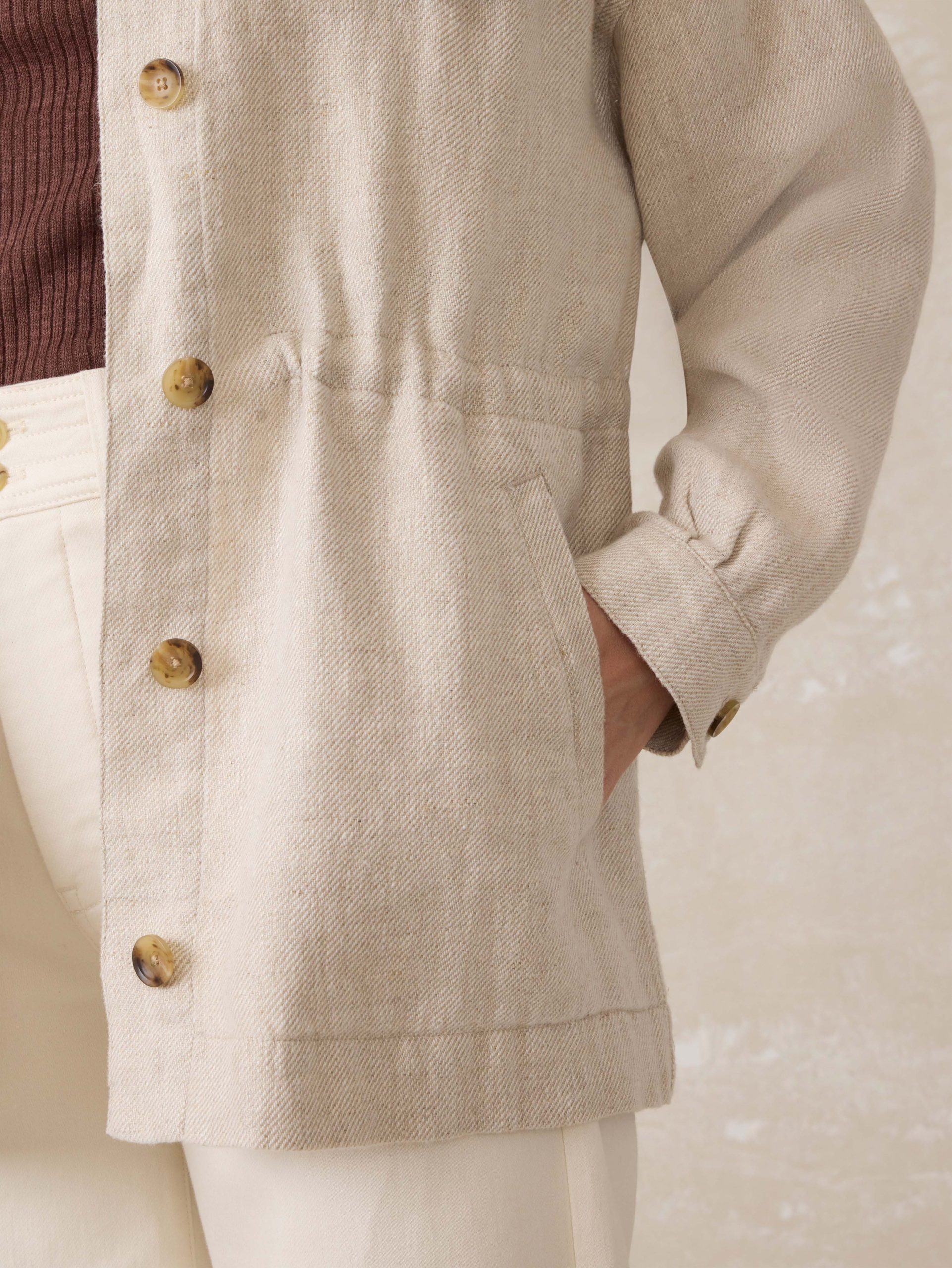 Twill Linen Utility Jacket - Flax - Image 2