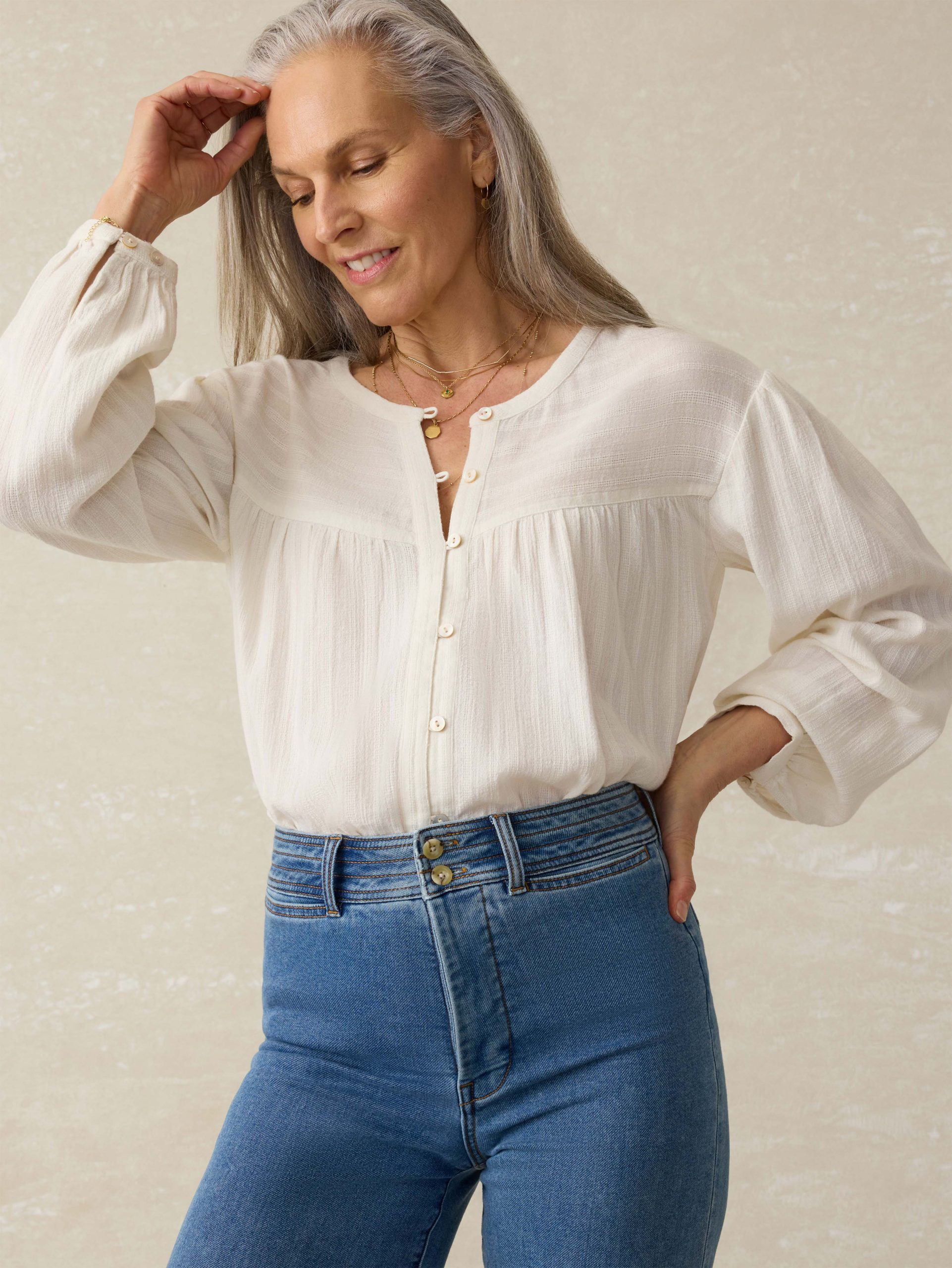 Lena Blouse - Egret - Image 3