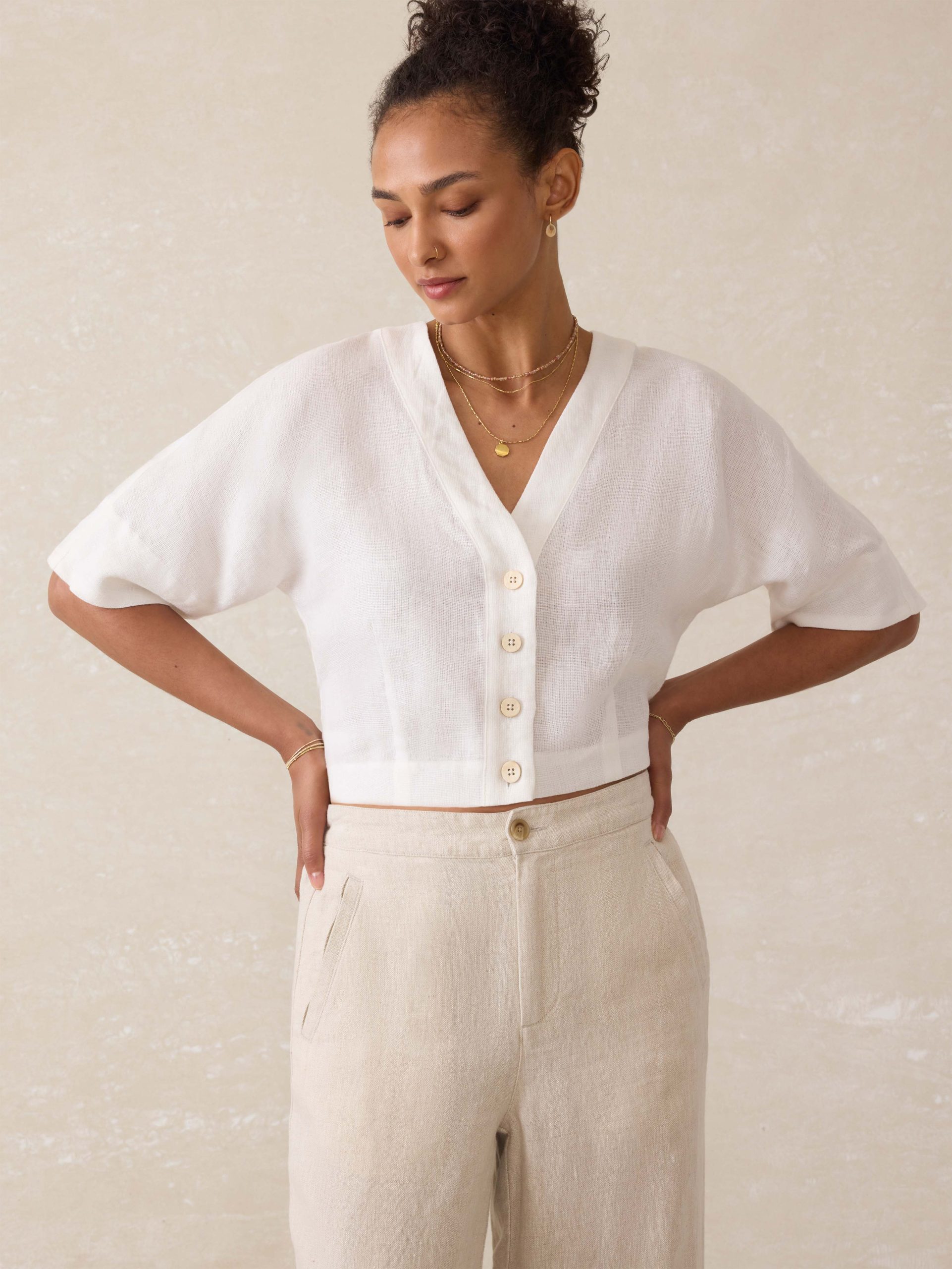 Palma Linen Avery Top - White - Image 5