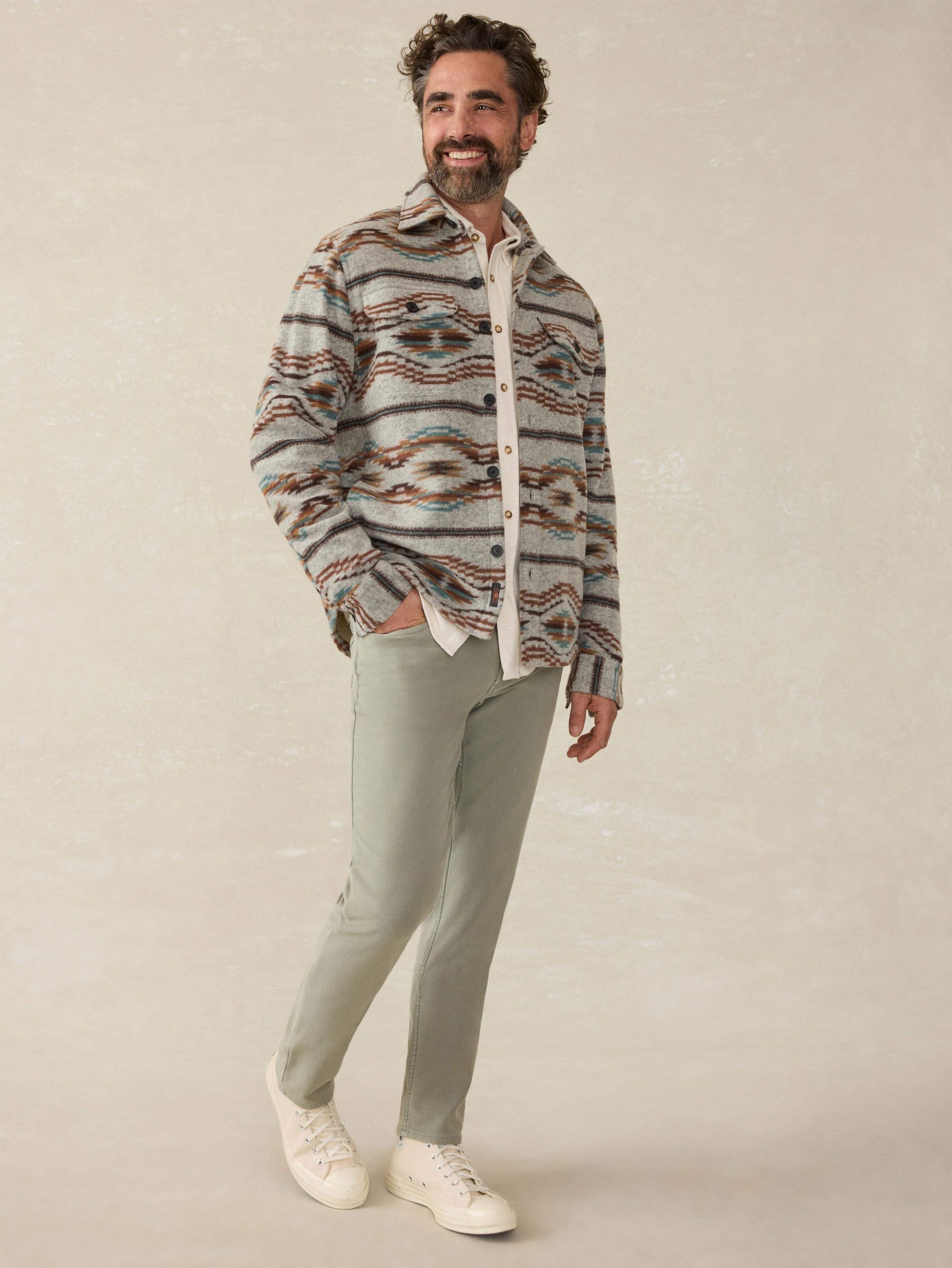 Stretch Terry 5-Pocket Athletic Fit Pant - Faded Olive - Image 4