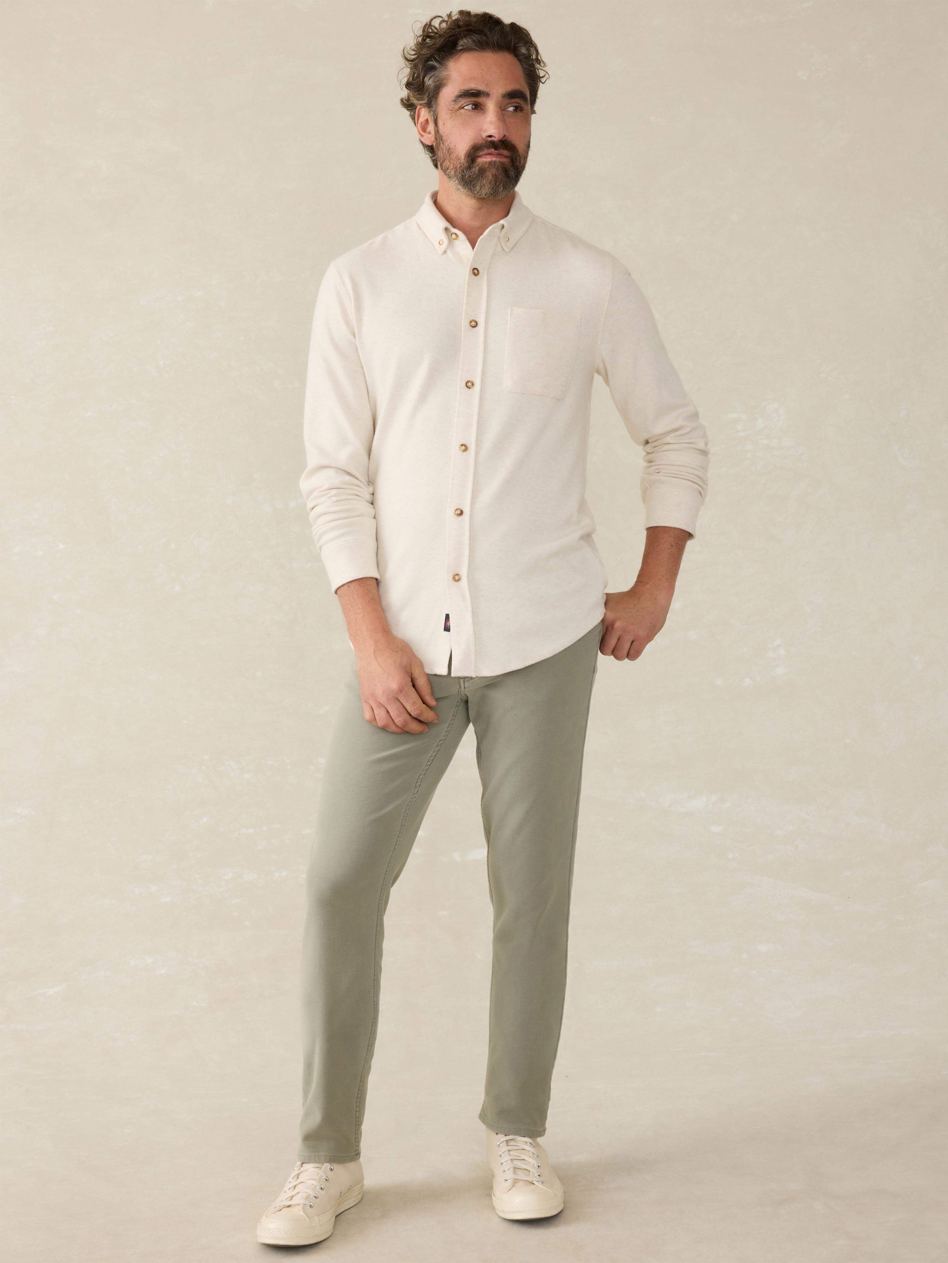 Stretch Terry 5-Pocket Athletic Fit Pant - Faded Olive - Image 3