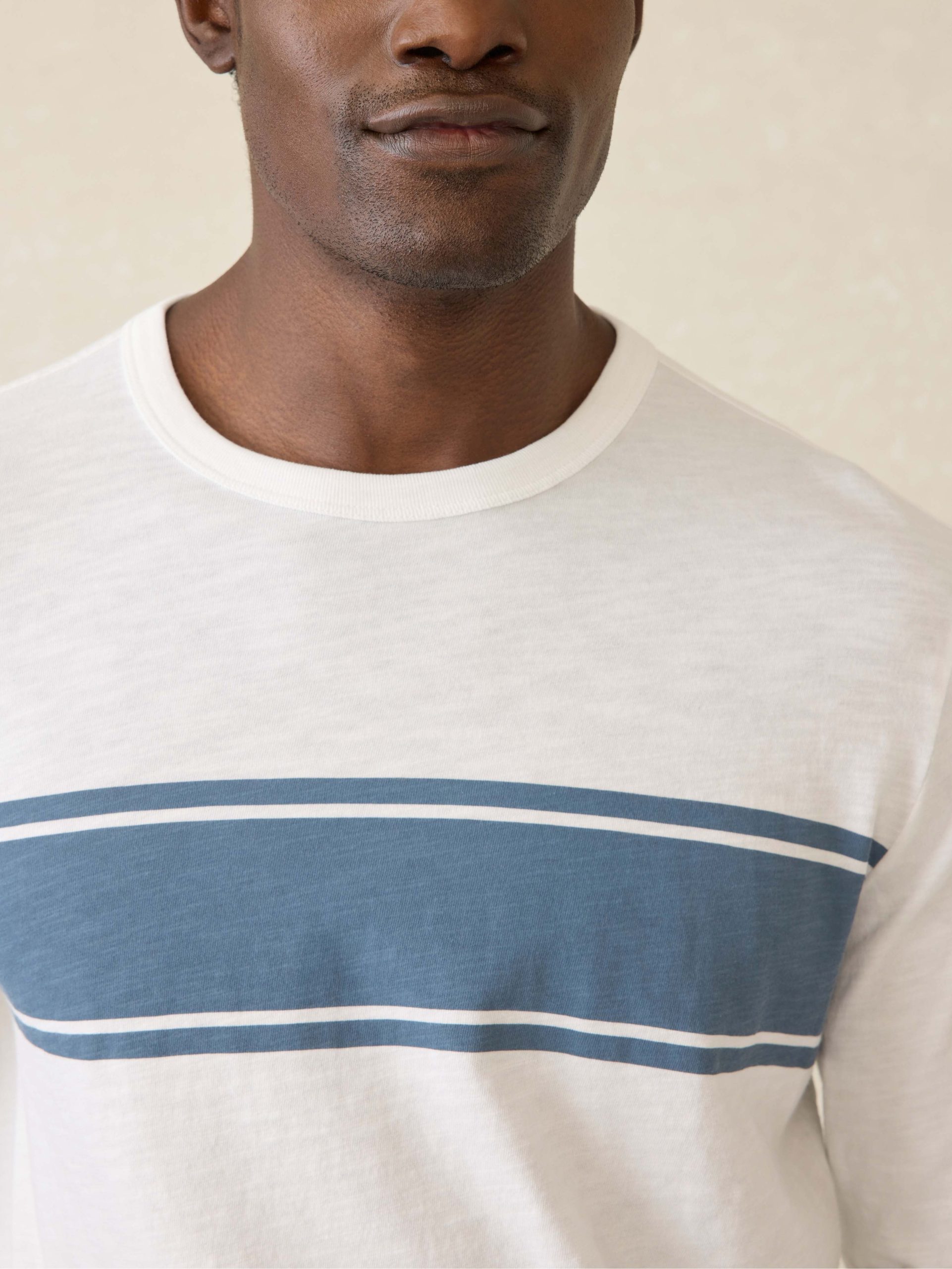 Long-Sleeve Sunwashed Tee - White Surf Stripe - Image 2