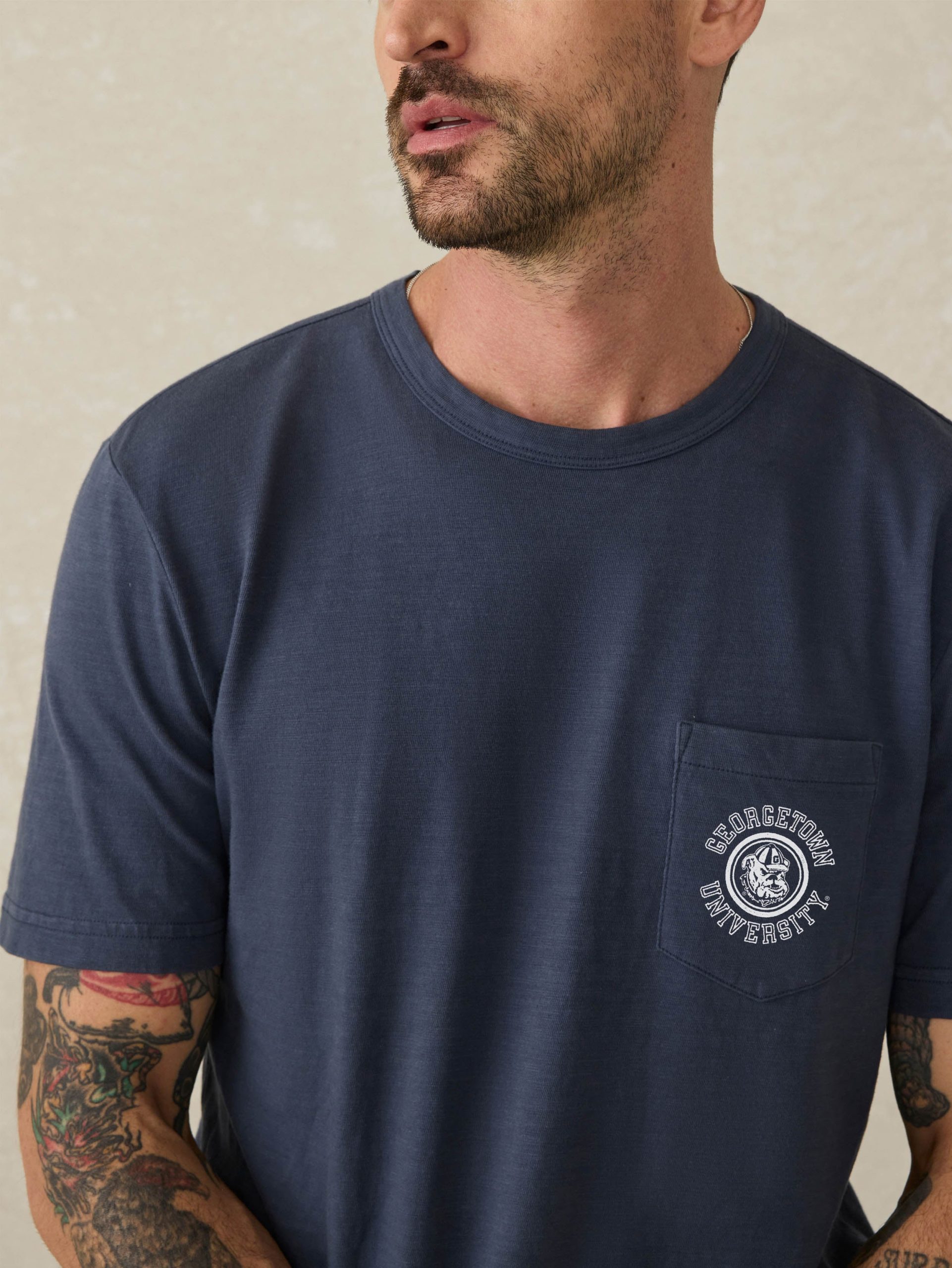 Georgetown Sunwashed Pocket Tee - Dune Navy - Image 2