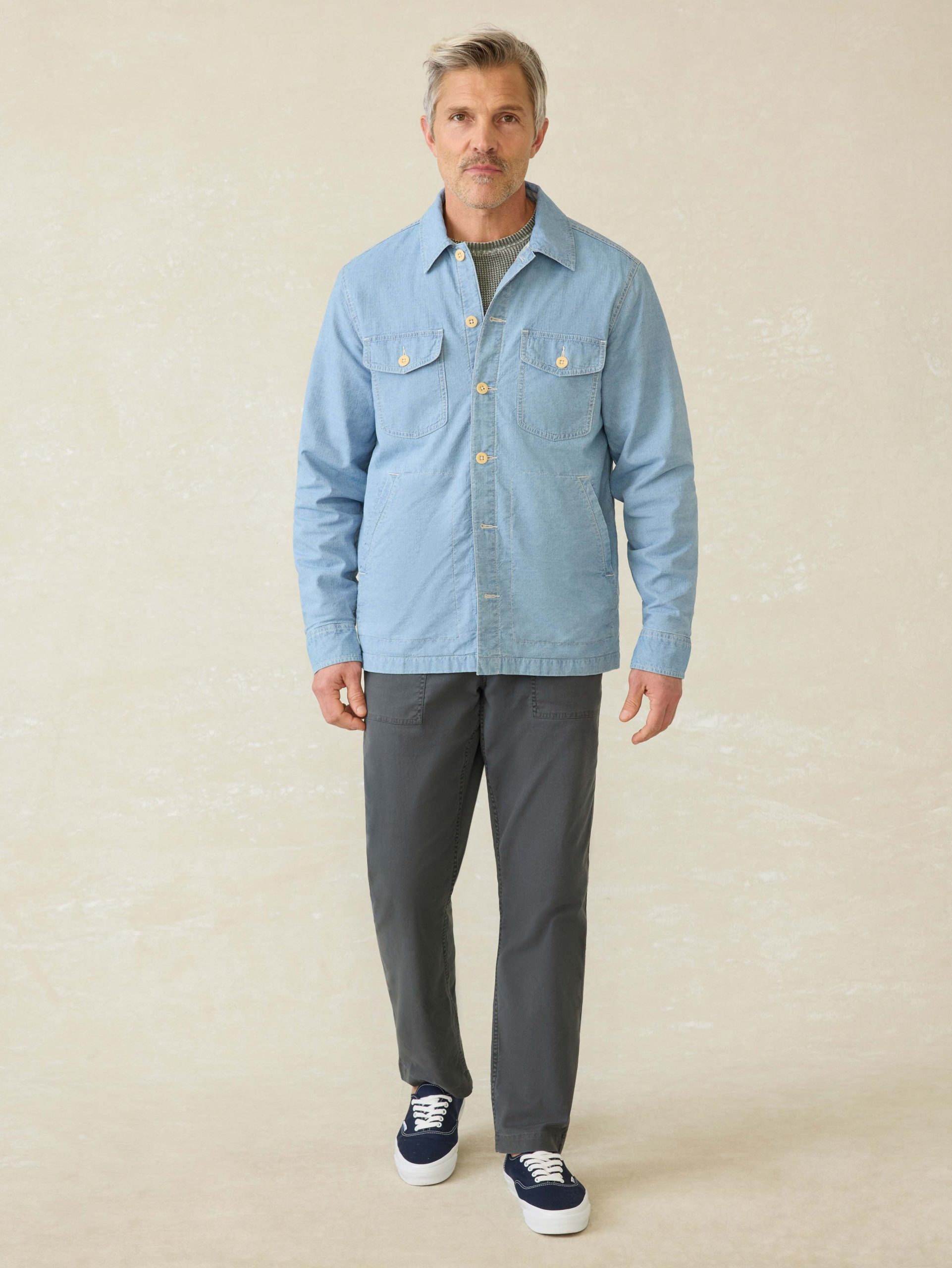 Doug Good Feather Indigo Herringbone Shirt Jacket - Blue Haven Wash - Image 3