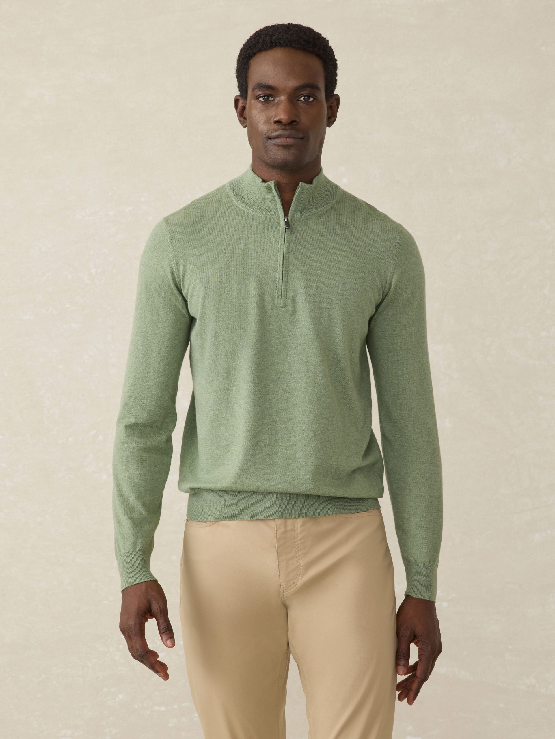 Movement? Quarter Zip Sweater - Faded Leaf Melange