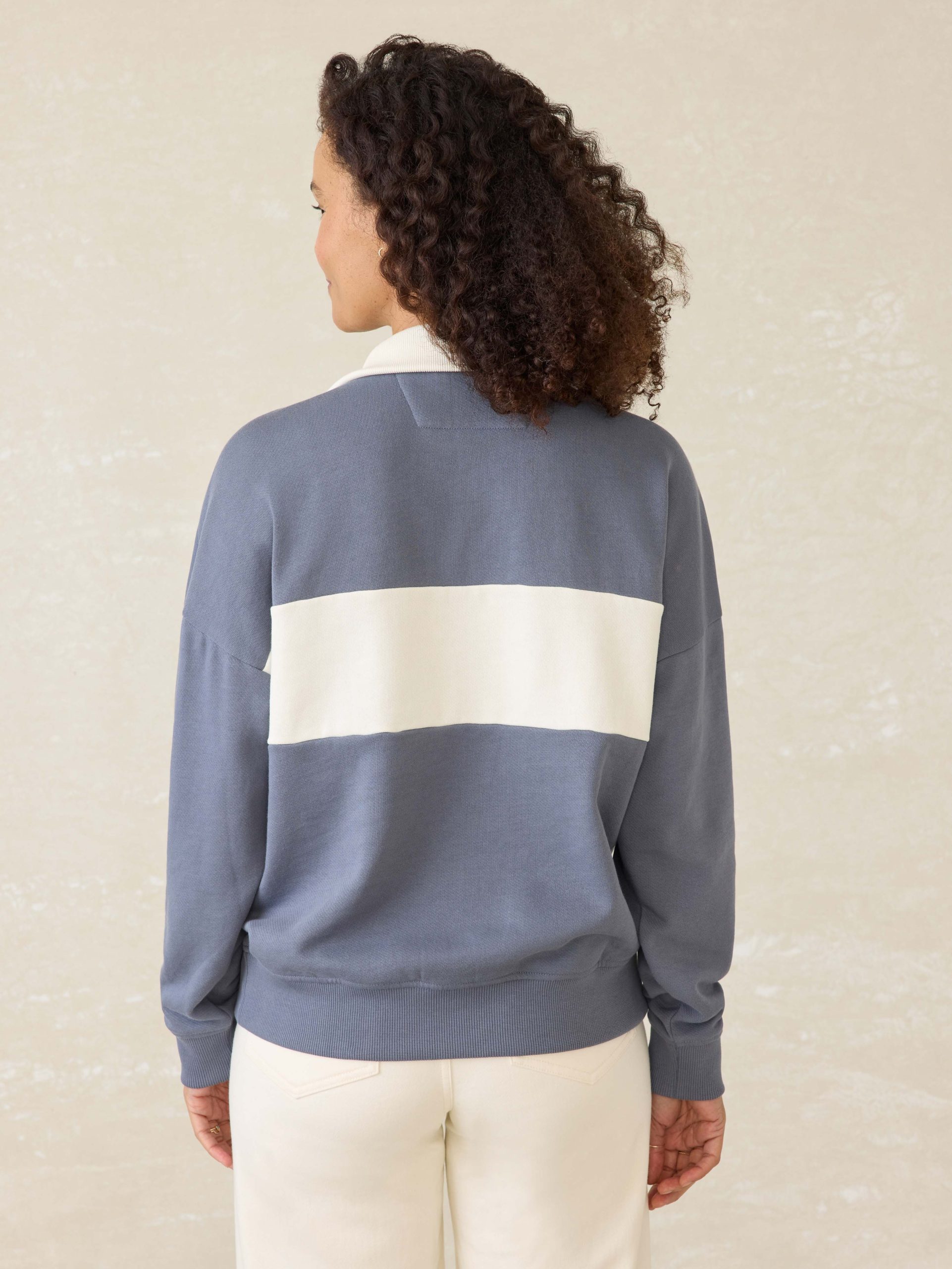 High Standard Fleece Quarter Zip - Blue Coast Stripe - Image 5