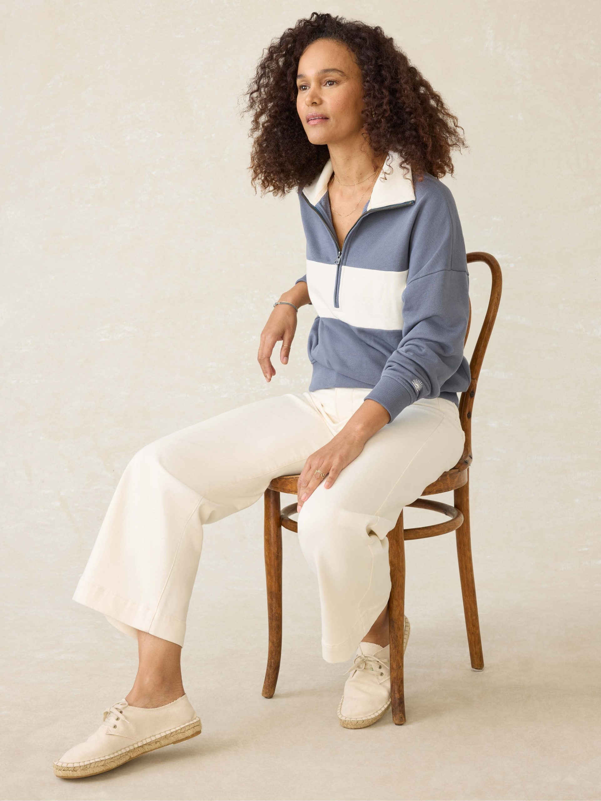 High Standard Fleece Quarter Zip - Blue Coast Stripe - Image 2