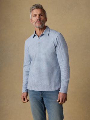 Long-Sleeve Sunwashed T-Shirt Polo - Dune Stripe Blue