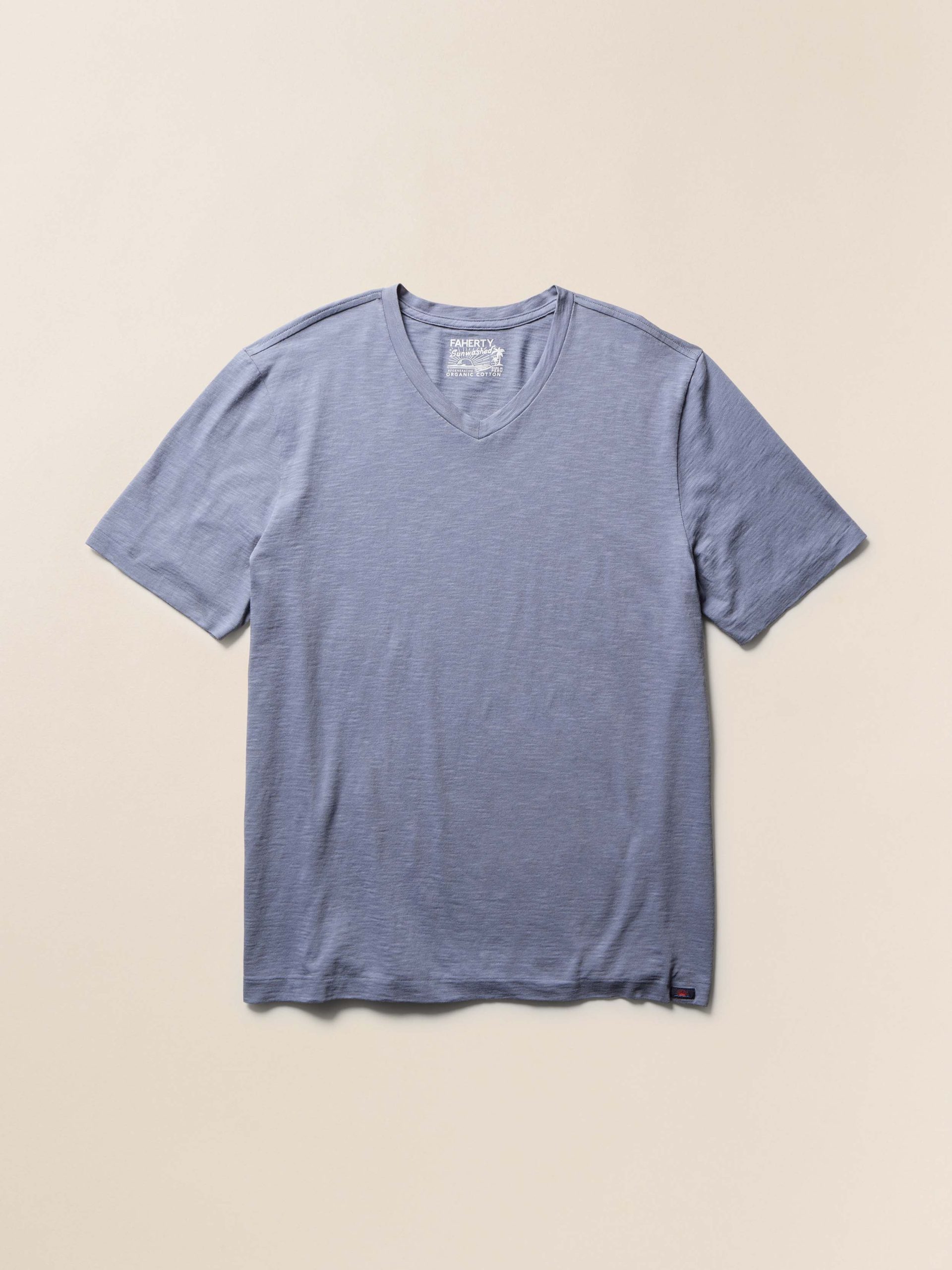 Short-Sleeve Sunwashed Regenerative Cotton V-Neck Tee - Flint Sky - Image 6