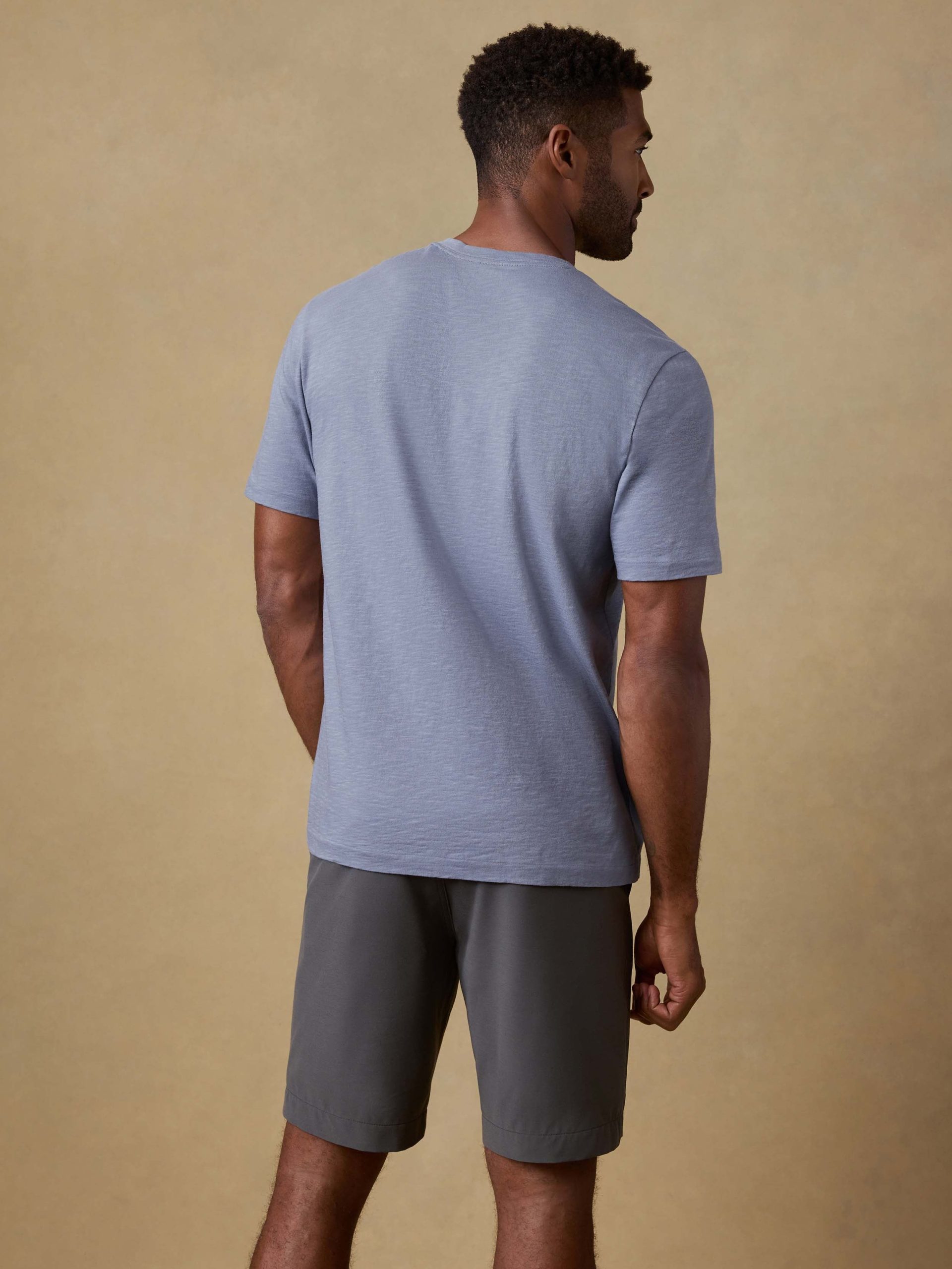 Short-Sleeve Sunwashed Regenerative Cotton V-Neck Tee - Flint Sky - Image 3