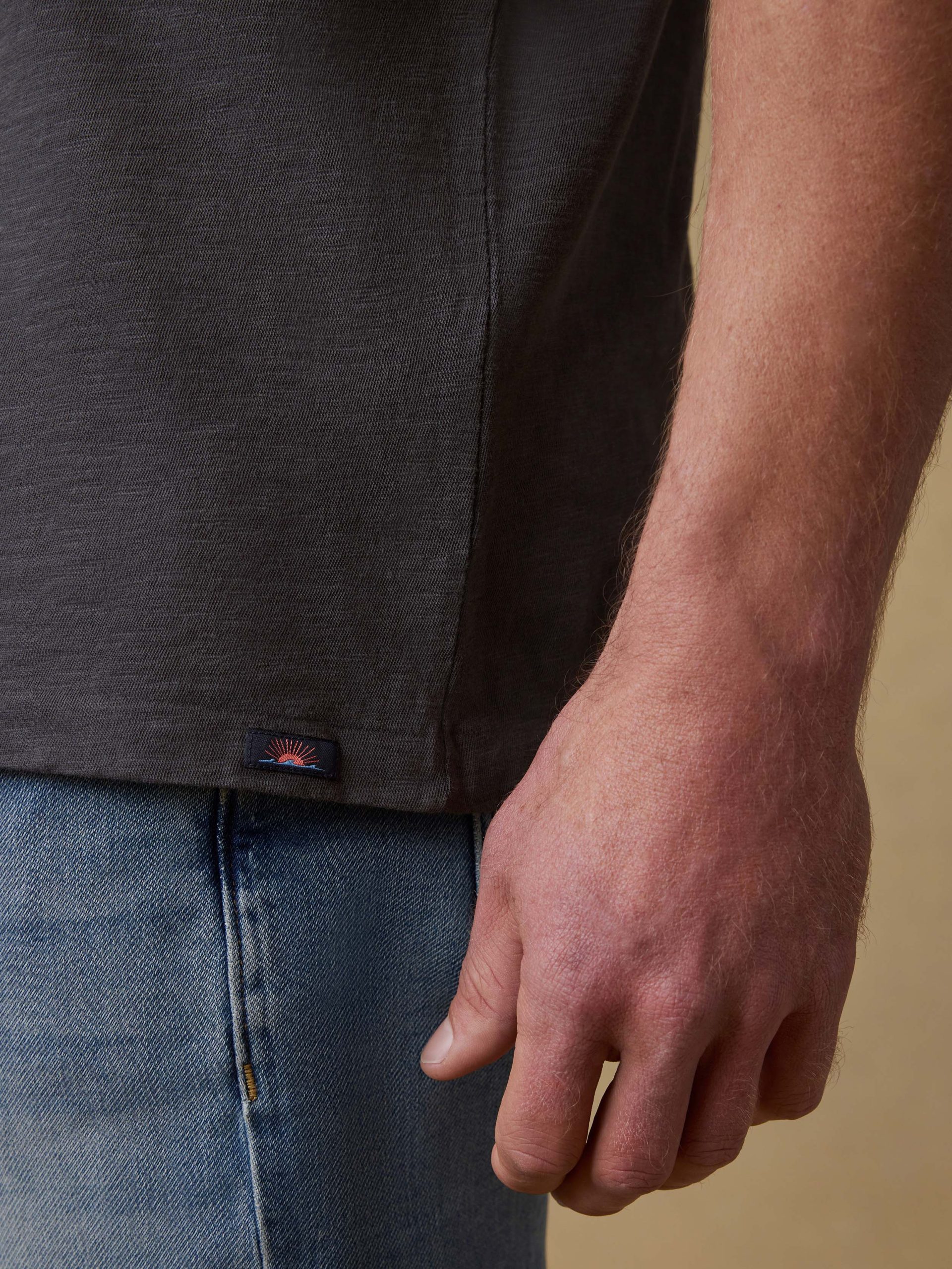 Short-Sleeve Sunwashed Regenerative Cotton V-Neck Tee - Graphite - Image 6