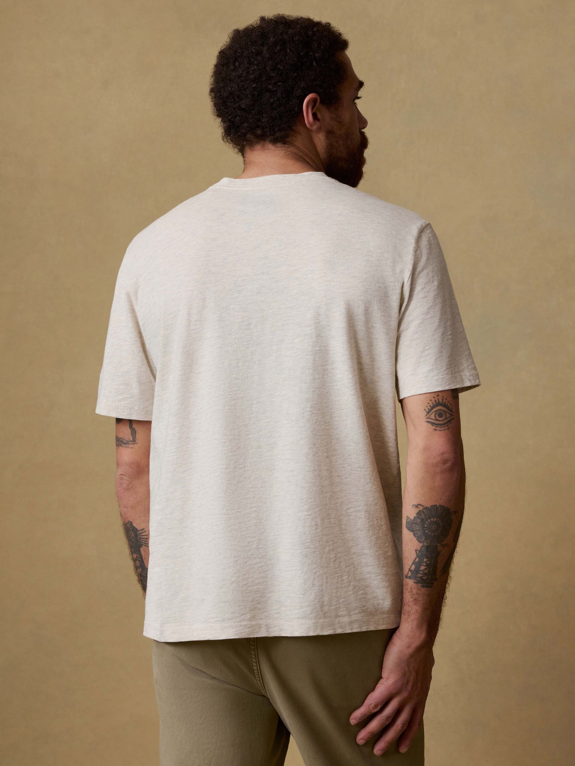 Short-Sleeve Sunwashed Regenerative Cotton V-Neck Tee - Island Dune Heather - Image 3