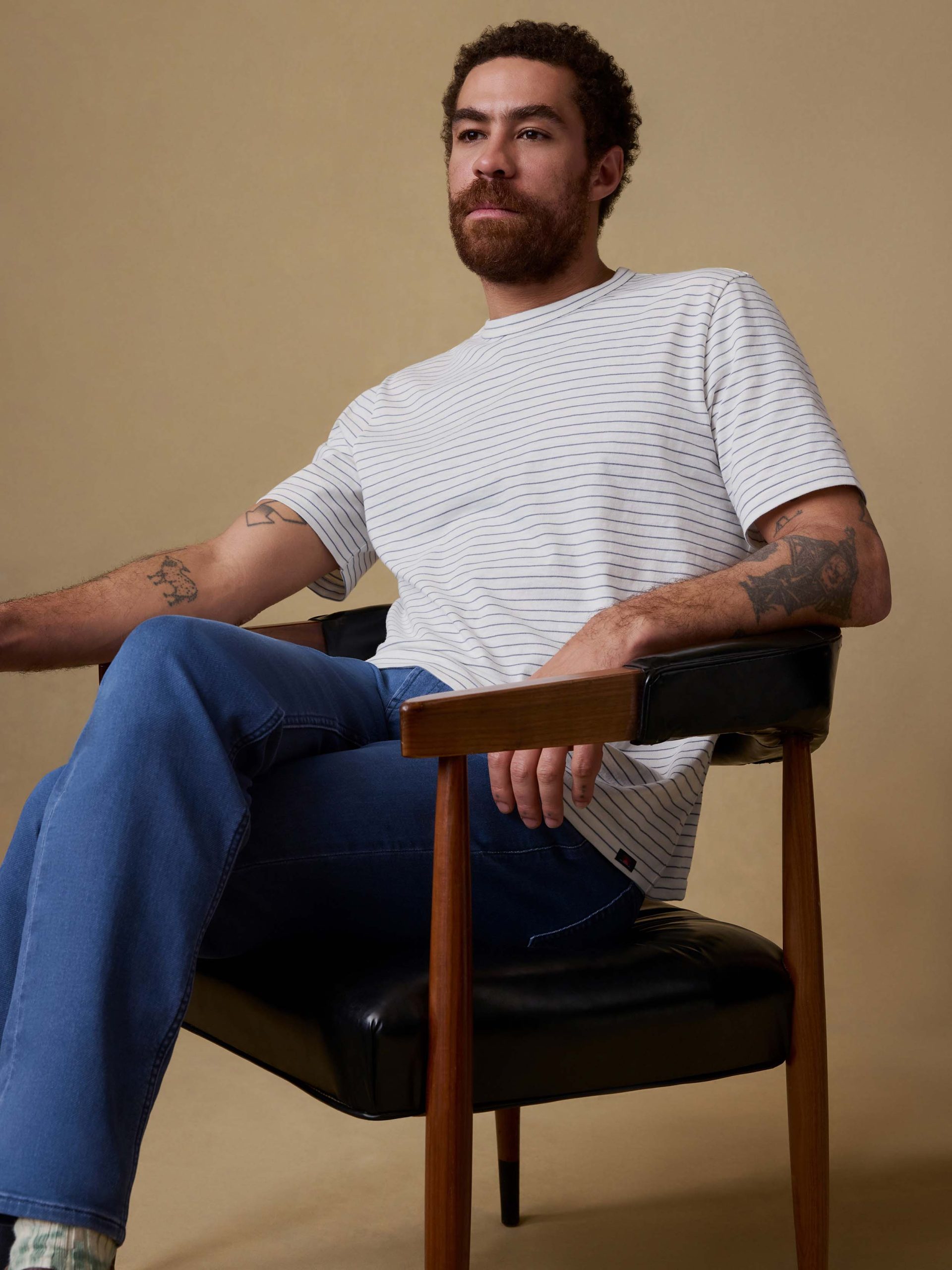Sunwashed Regenerative Tee - Cream Flint Stripe - Image 2