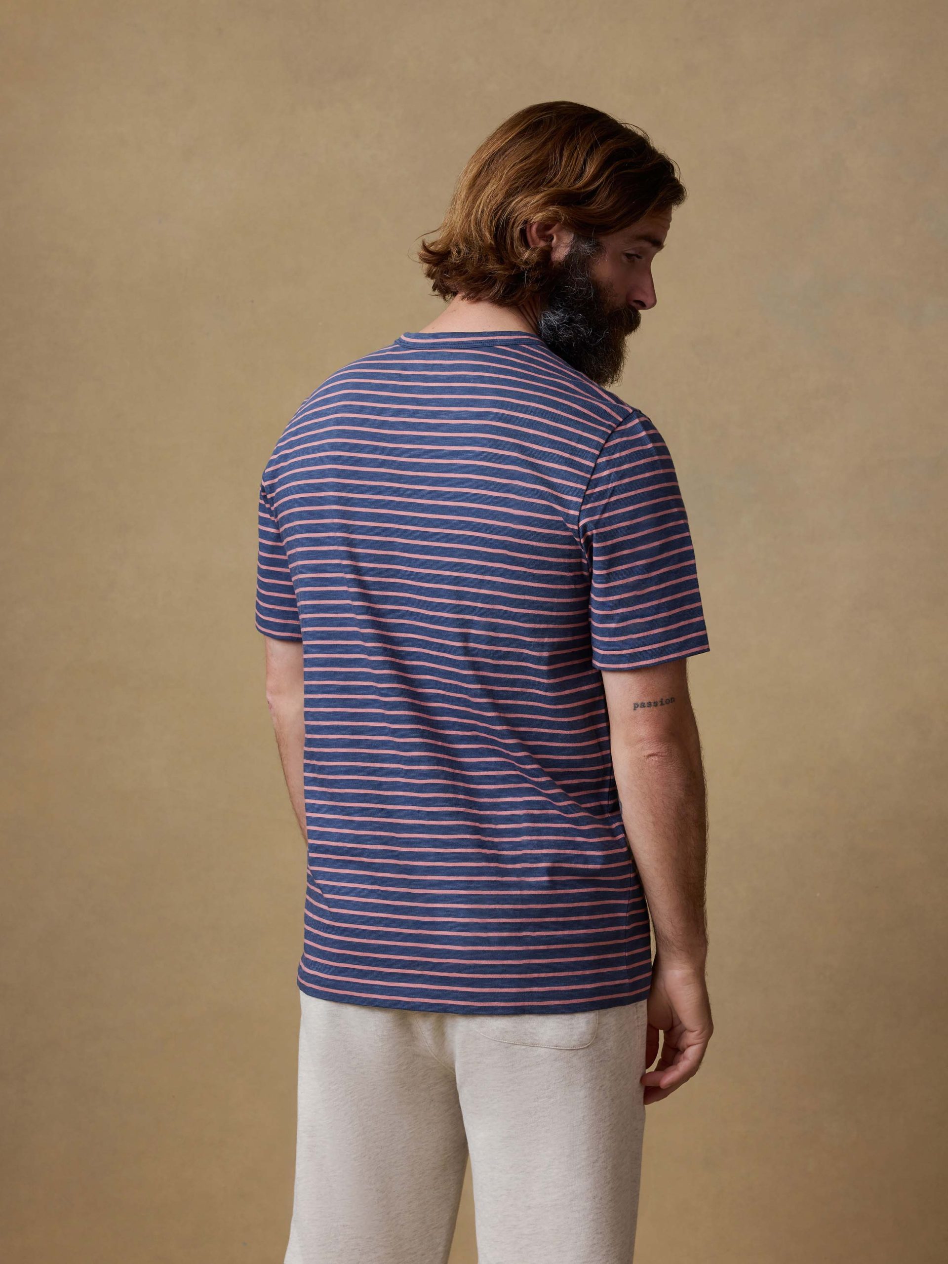 Sunwashed Regenerative Tee - Navy Rose Stripe - Image 4